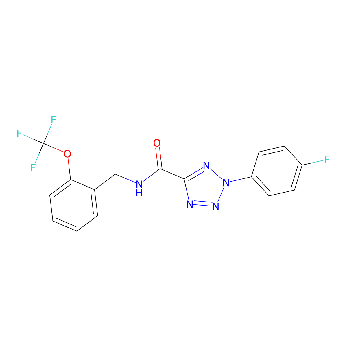 2-(4-fluorophenyl)-N-(2-(trifluoromethoxy)benzyl)-2H-tetrazole-5-carboxamide molecular structure, CAS 1396758-70-5