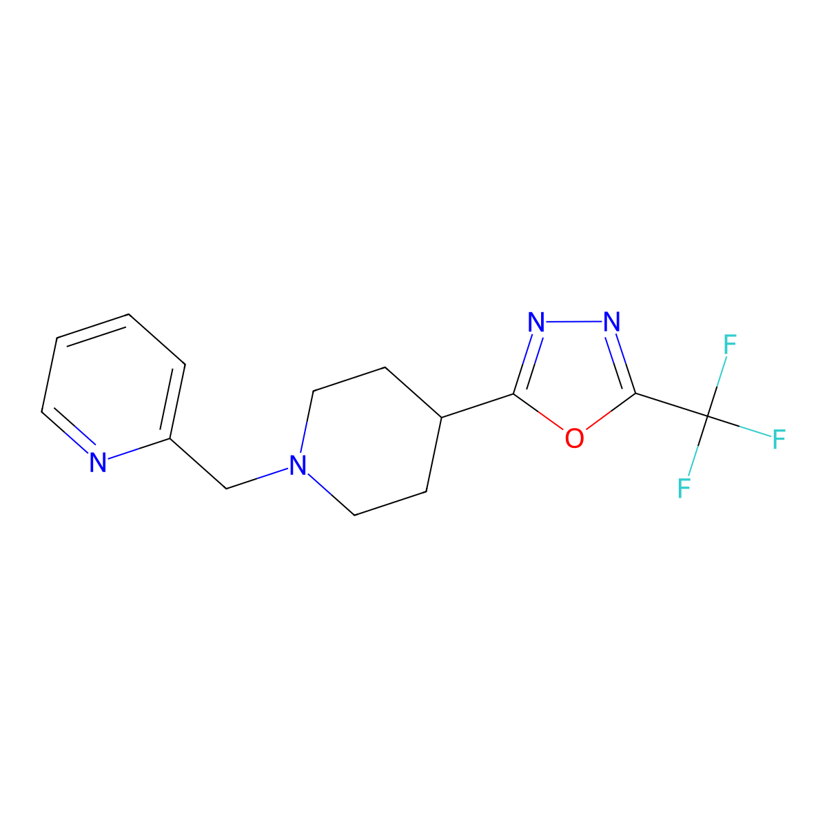 2-(1-(Pyridin-2-ylmethyl)piperidin-4-yl)-5-(trifluoromethyl)-1,3,4-oxadiazole molecular structure, CAS 1396758-72-7