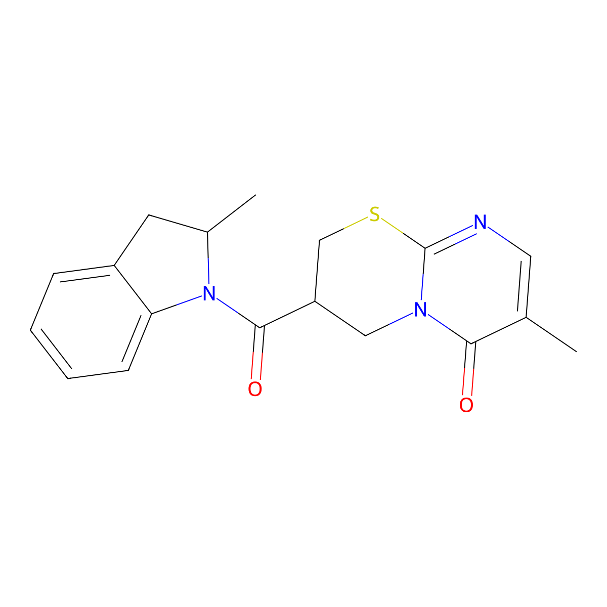 7-methyl-3-(2-methylindoline-1-carbonyl)-3,4-dihydropyrimido[2,1-b][1,3]thiazin-6(2H)-one molecular structure, CAS 1396758-75-0