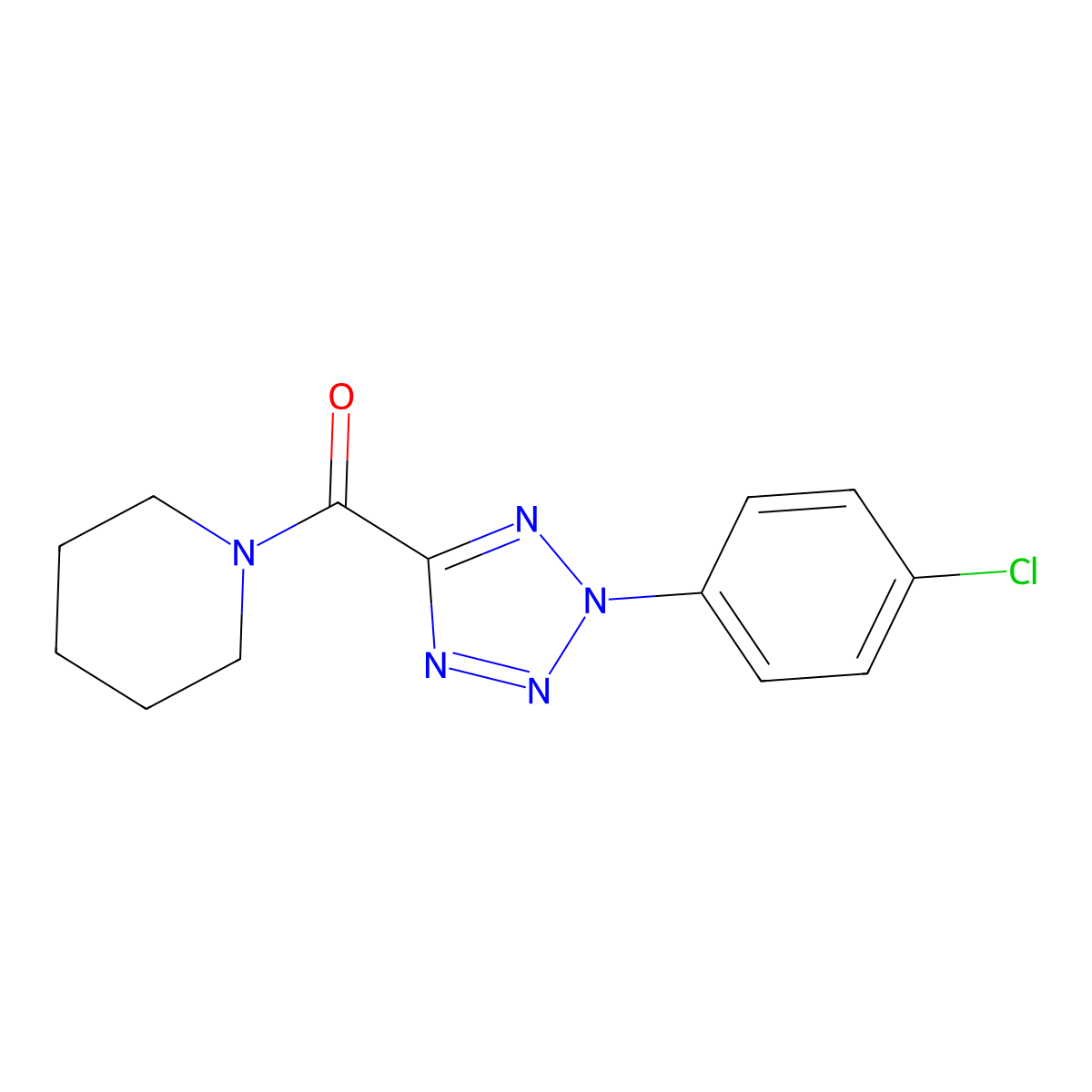(2-(4-chlorophenyl)-2H-tetrazol-5-yl)(piperidin-1-yl)methanone molecular structure, CAS 1396758-78-3