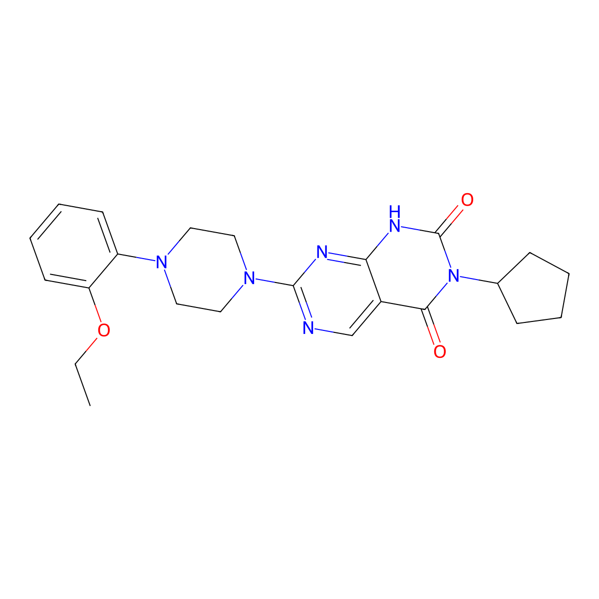 3-cyclopentyl-7-[4-(2-ethoxyphenyl)piperazin-1-yl]pyrimido[4,5-d]pyrimidine-2,4(1H,3H)-dione molecular structure, CAS 1396758-89-6