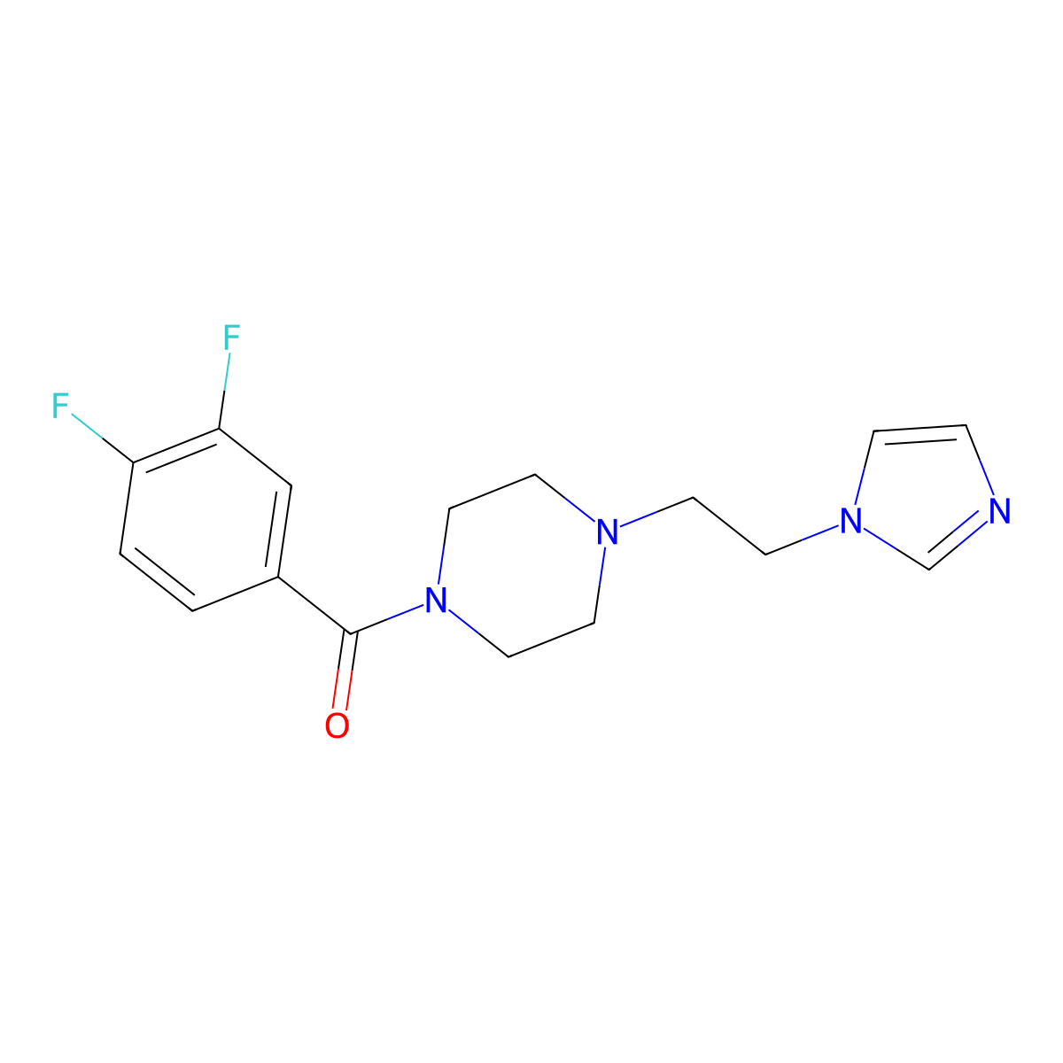 (4-(2-(1H-imidazol-1-yl)ethyl)piperazin-1-yl)(3,4-difluorophenyl)methanone molecular structure, CAS 1396758-90-9