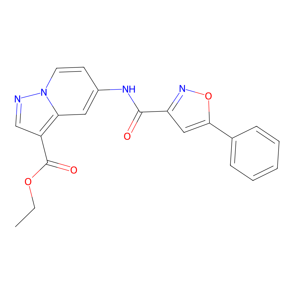 Ethyl 5-(5-phenylisoxazole-3-carboxamido)pyrazolo[1,5-a]pyridine-3-carboxylate molecular structure, CAS 1396758-99-8