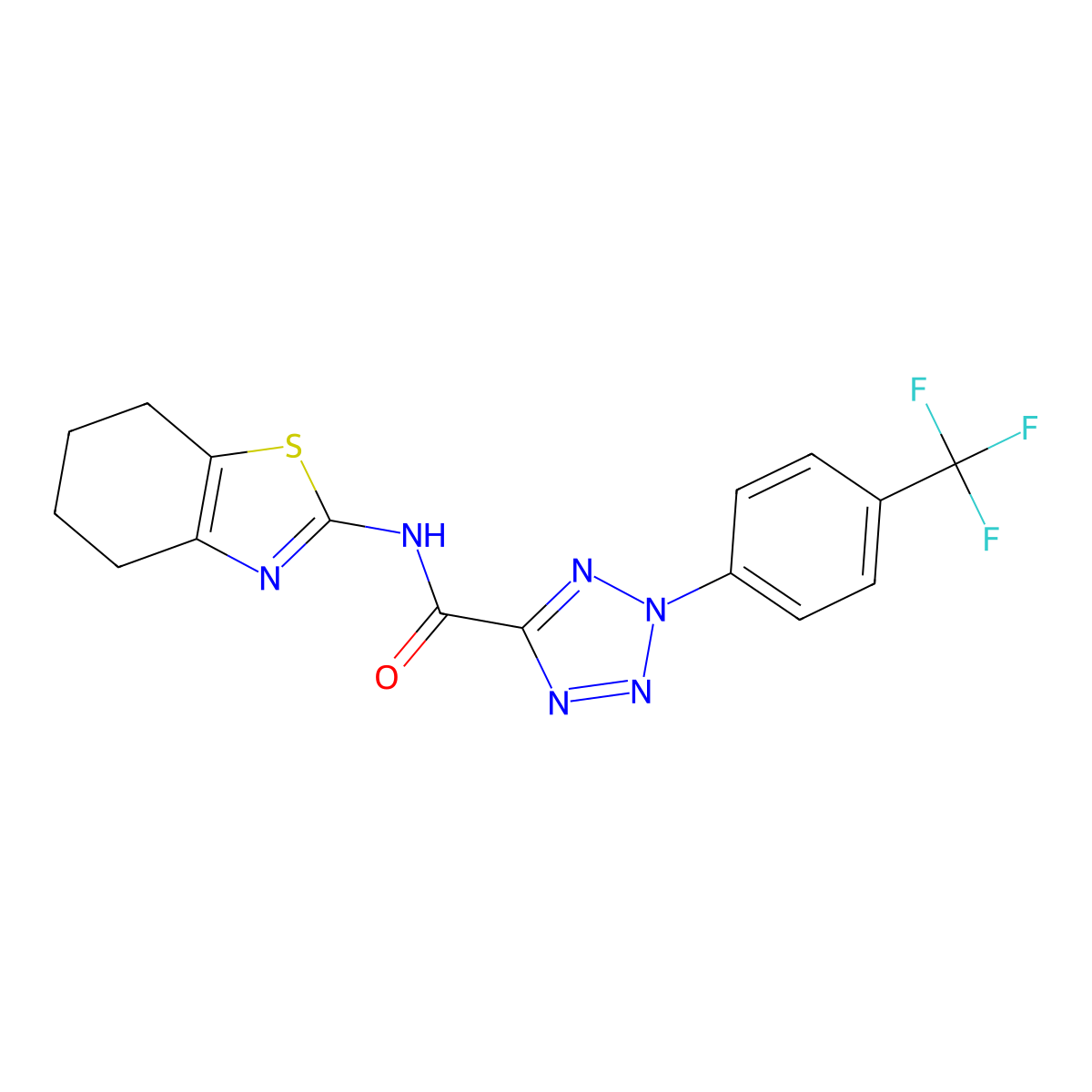 N-(4,5,6,7-tetrahydrobenzo[d]thiazol-2-yl)-2-(4-(trifluoromethyl)phenyl)-2H-tetrazole-5-carboxamide molecular structure, CAS 1396759-01-5