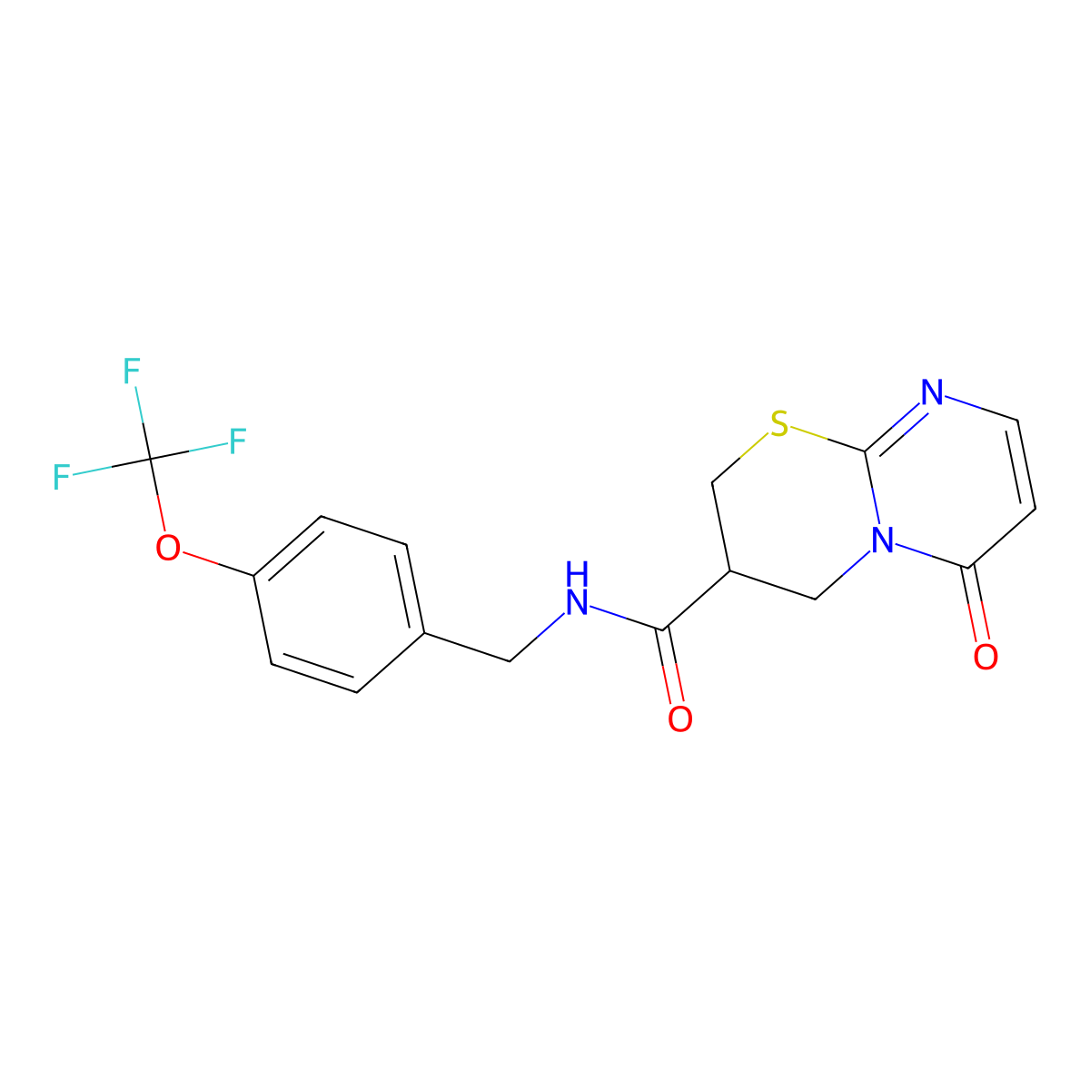 6-oxo-N-(4-(trifluoromethoxy)benzyl)-2,3,4,6-tetrahydropyrimido[2,1-b][1,3]thiazine-3-carboxamide molecular structure, CAS 1396759-09-3
