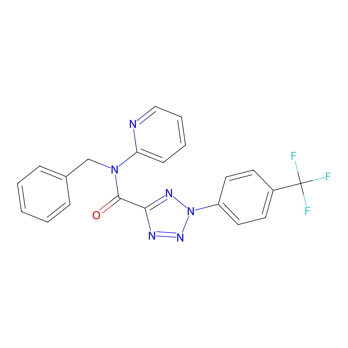 N-benzyl-N-(pyridin-2-yl)-2-(4-(trifluoromethyl)phenyl)-2H-tetrazole-5-carboxamide molecular structure, CAS 1396759-18-4