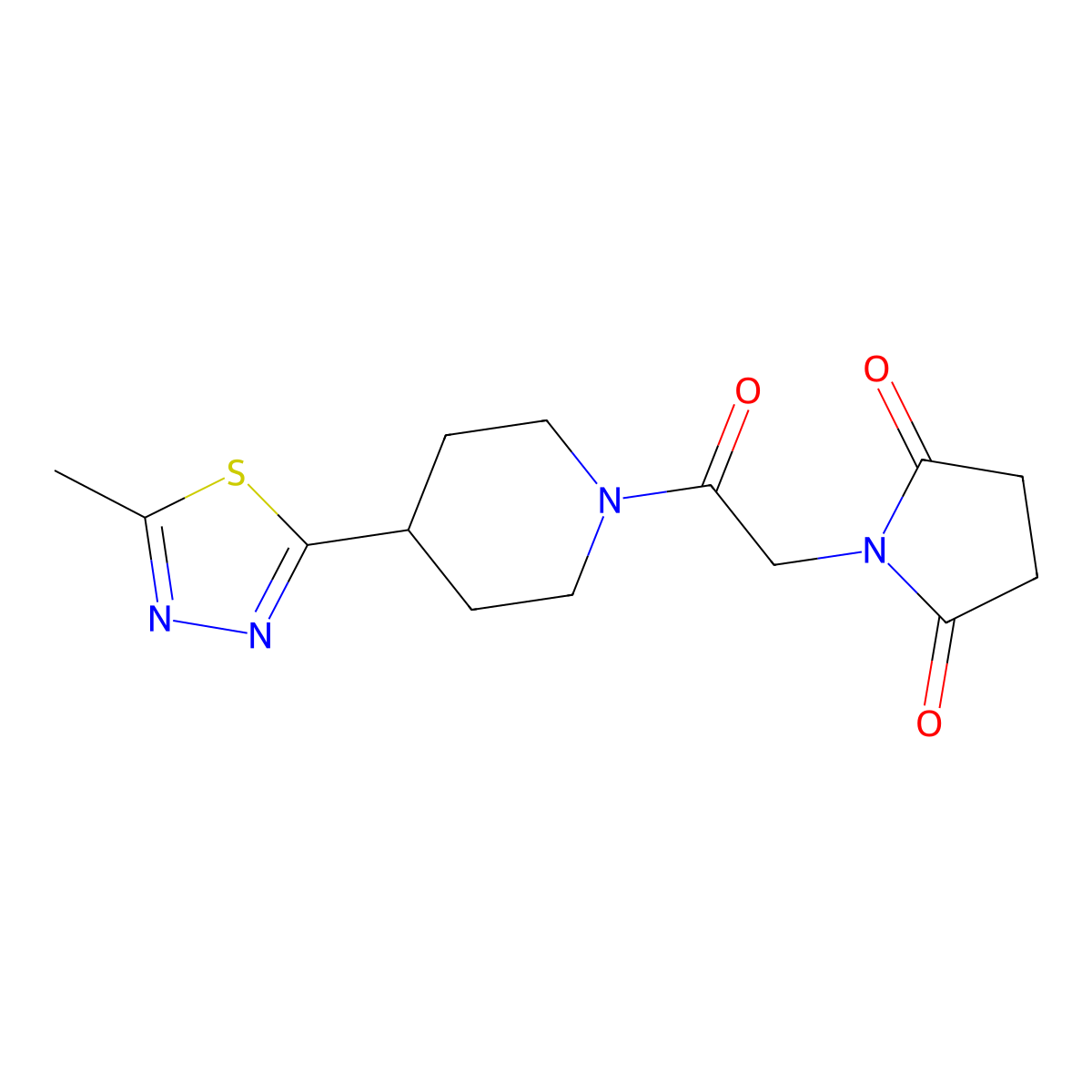 1-{2-[4-(5-Methyl-1,3,4-thiadiazol-2-yl)piperidin-1-yl]-2-oxoethyl}pyrrolidine-2,5-dione molecular structure, CAS 1396759-21-9