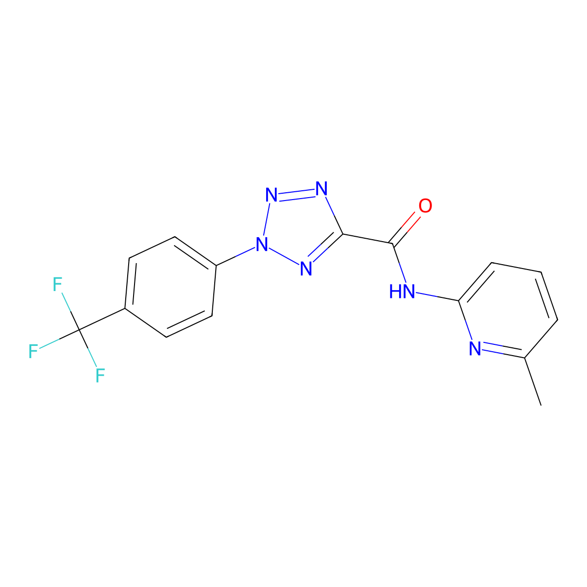 N-(6-methylpyridin-2-yl)-2-(4-(trifluoromethyl)phenyl)-2H-tetrazole-5-carboxamide molecular structure, CAS 1396759-25-3