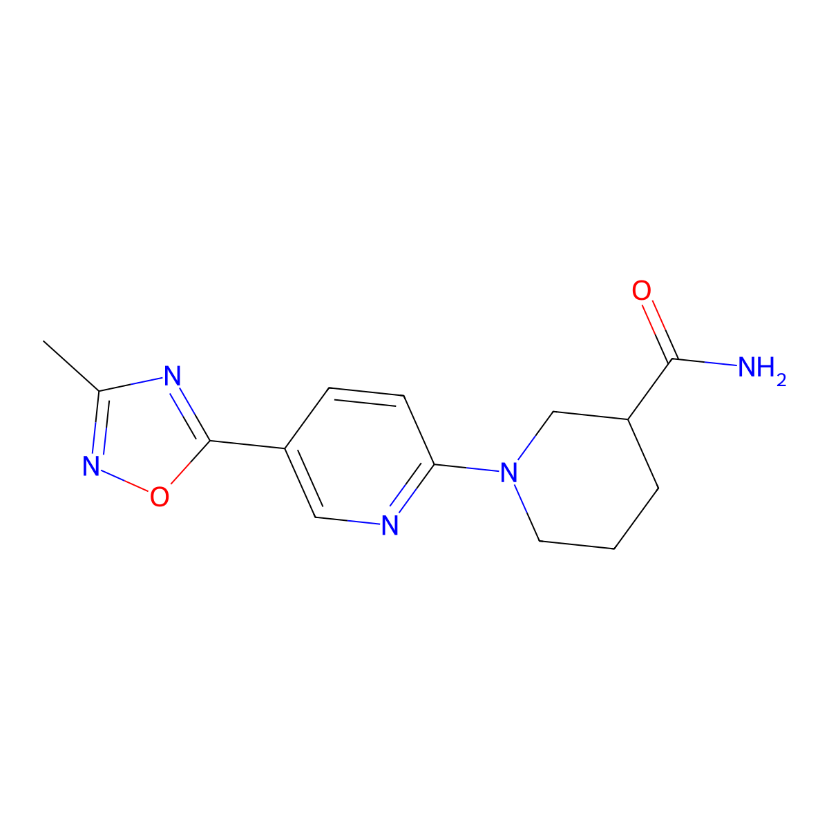 1-[5-(3-Methyl-1,2,4-oxadiazol-5-yl)pyridin-2-yl]piperidine-3-carboxamide molecular structure, CAS 1396759-26-4