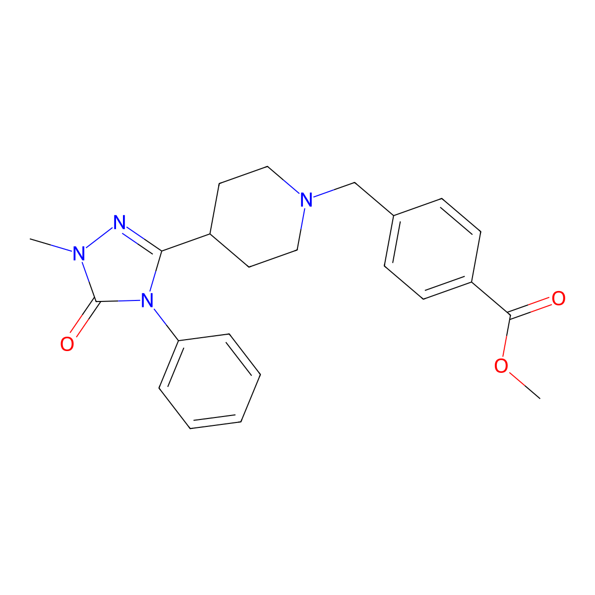 methyl 4-{[4-(1-methyl-5-oxo-4-phenyl-4,5-dihydro-1H-1,2,4-triazol-3-yl)piperidin-1-yl]methyl}benzoate molecular structure, CAS 1396759-28-6