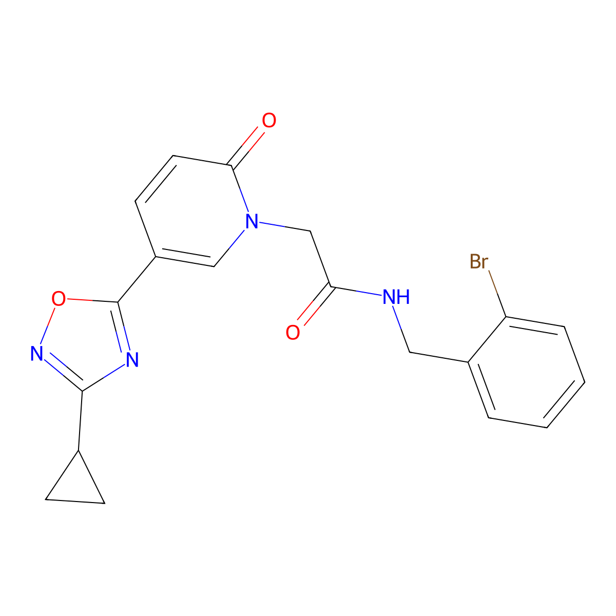 N-(2-bromobenzyl)-2-(5-(3-cyclopropyl-1,2,4-oxadiazol-5-yl)-2-oxopyridin-1(2H)-yl)acetamide molecular structure, CAS 1396759-32-2