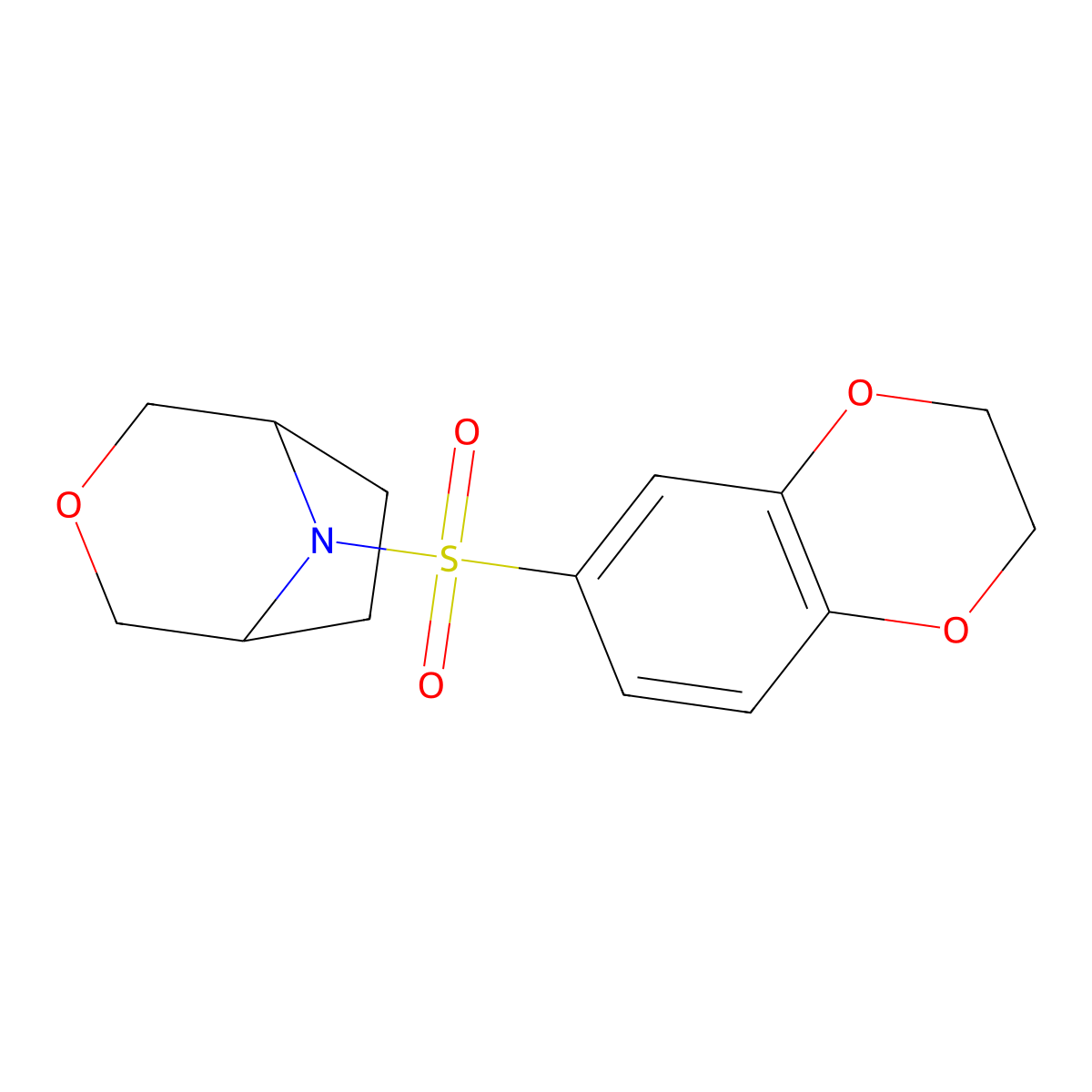 8-(2,3-Dihydro-1,4-benzodioxine-6-sulfonyl)-3-oxa-8-azabicyclo[3.2.1]octane molecular structure, CAS 1396759-38-8