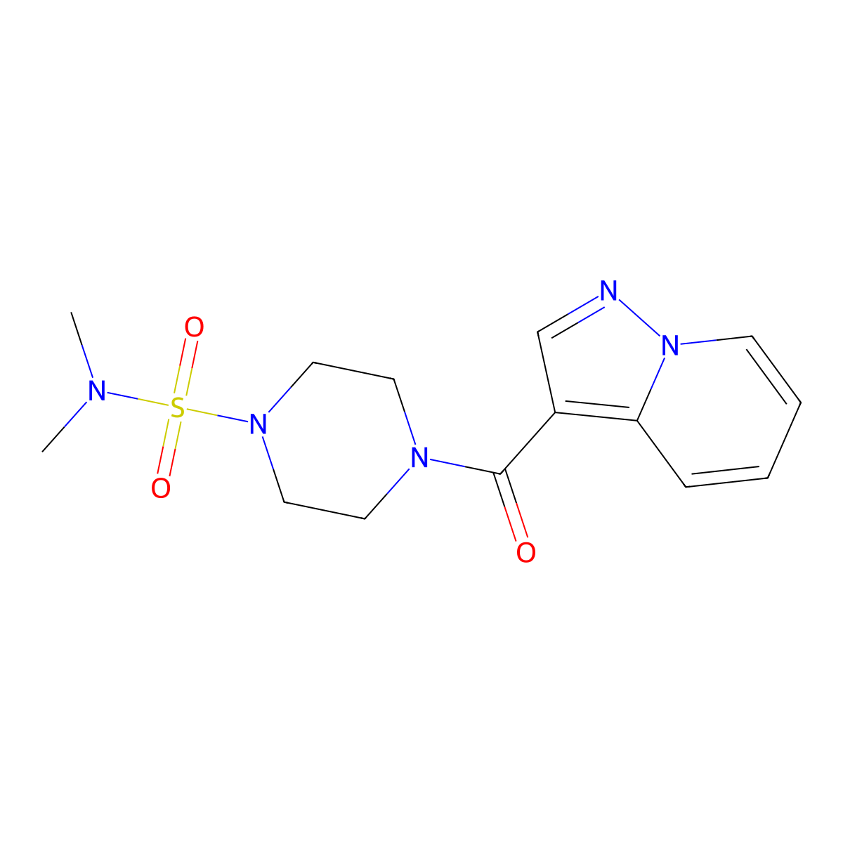 N,N-dimethyl-4-{pyrazolo[1,5-a]pyridine-3-carbonyl}piperazine-1-sulfonamide molecular structure, CAS 1396759-40-2