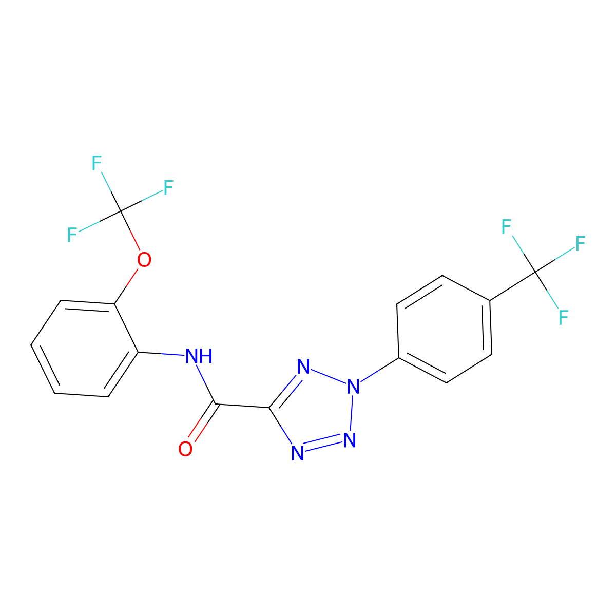 N-(2-(trifluoromethoxy)phenyl)-2-(4-(trifluoromethyl)phenyl)-2H-tetrazole-5-carboxamide molecular structure, CAS 1396759-41-3
