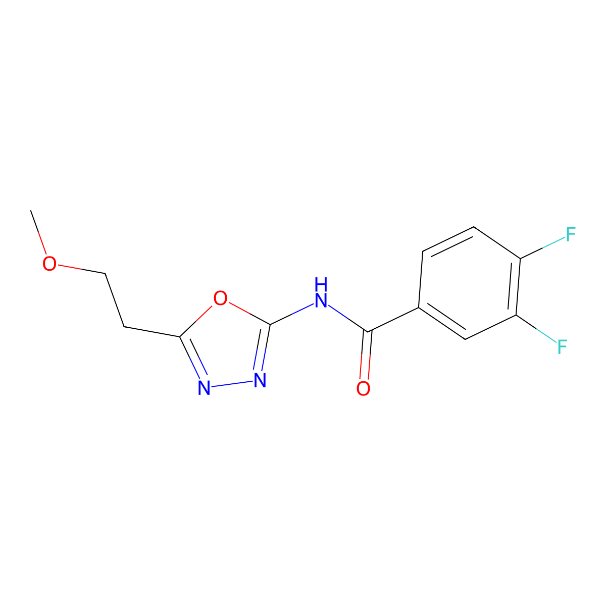 3,4-difluoro-N-[5-(2-methoxyethyl)-1,3,4-oxadiazol-2-yl]benzamide molecular structure, CAS 1396759-42-4