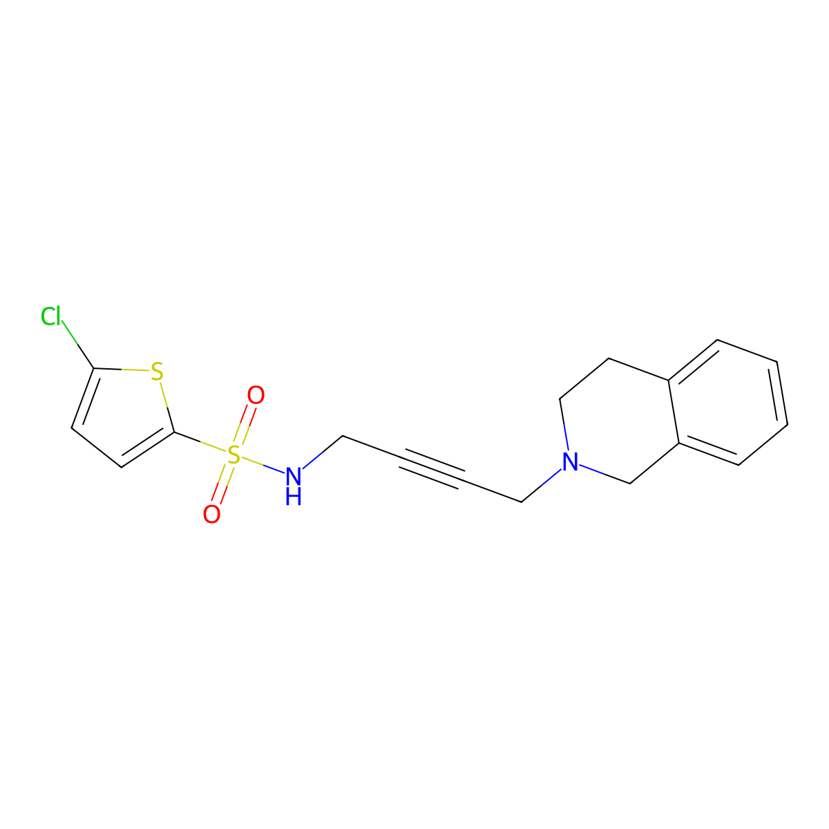 5-chloro-N-(4-(3,4-dihydroisoquinolin-2(1H)-yl)but-2-yn-1-yl)thiophene-2-sulfonamide molecular structure, CAS 1396759-54-8