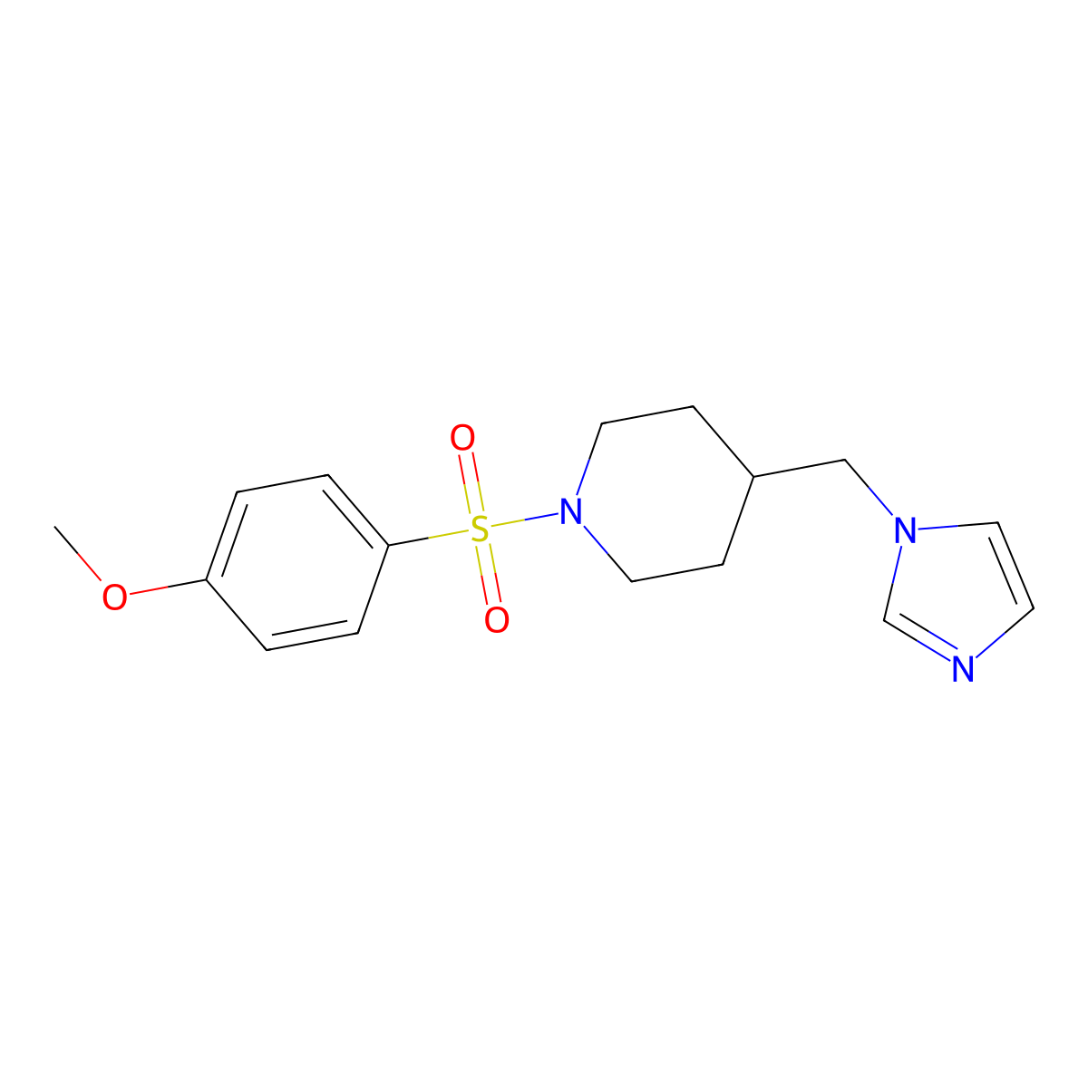 4-((1H-imidazol-1-yl)methyl)-1-((4-methoxyphenyl)sulfonyl)piperidine molecular structure, CAS 1396759-57-1