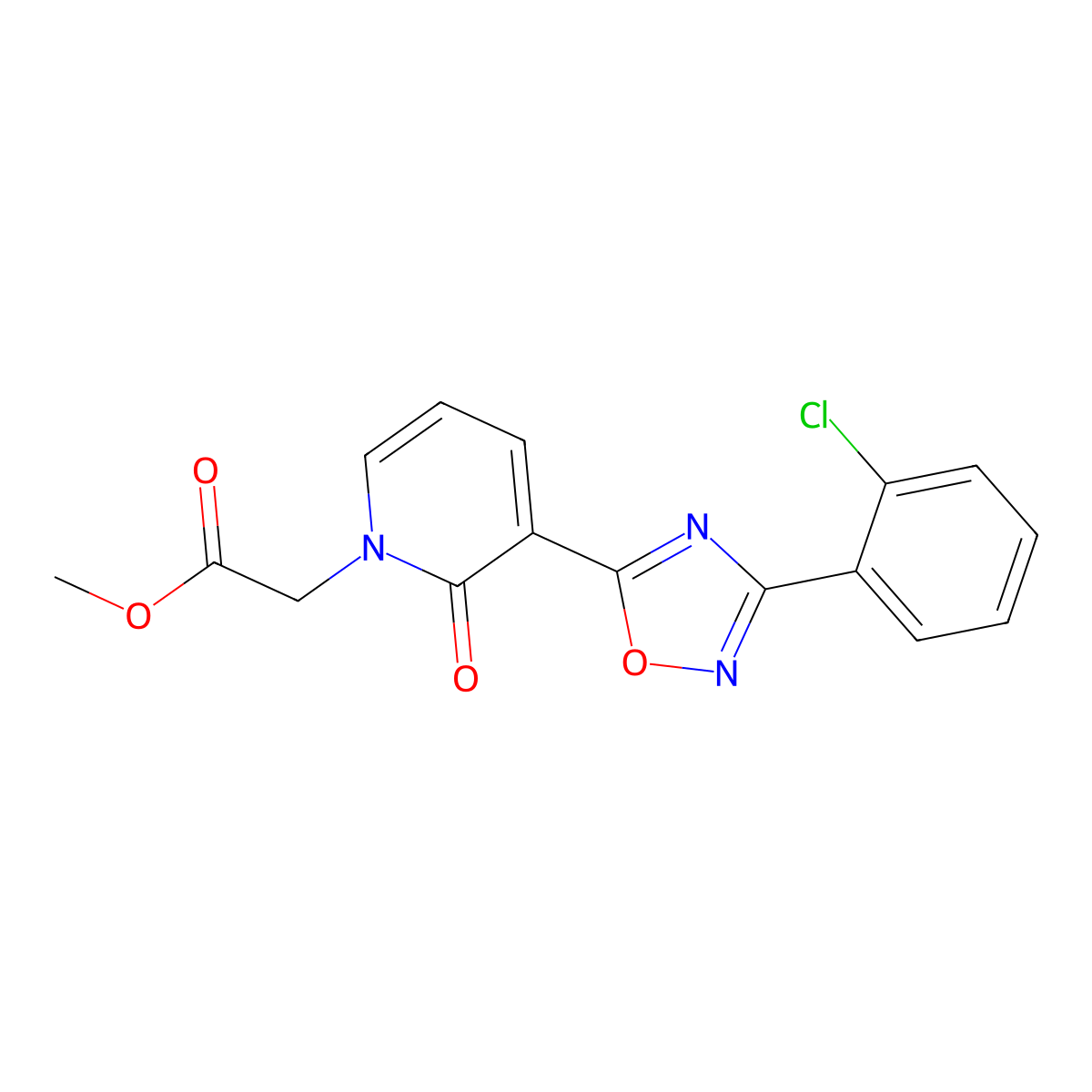 methyl [3-[3-(2-chlorophenyl)-1,2,4-oxadiazol-5-yl]-2-oxopyridin-1(2H)-yl]acetate molecular structure, CAS 1396759-66-2