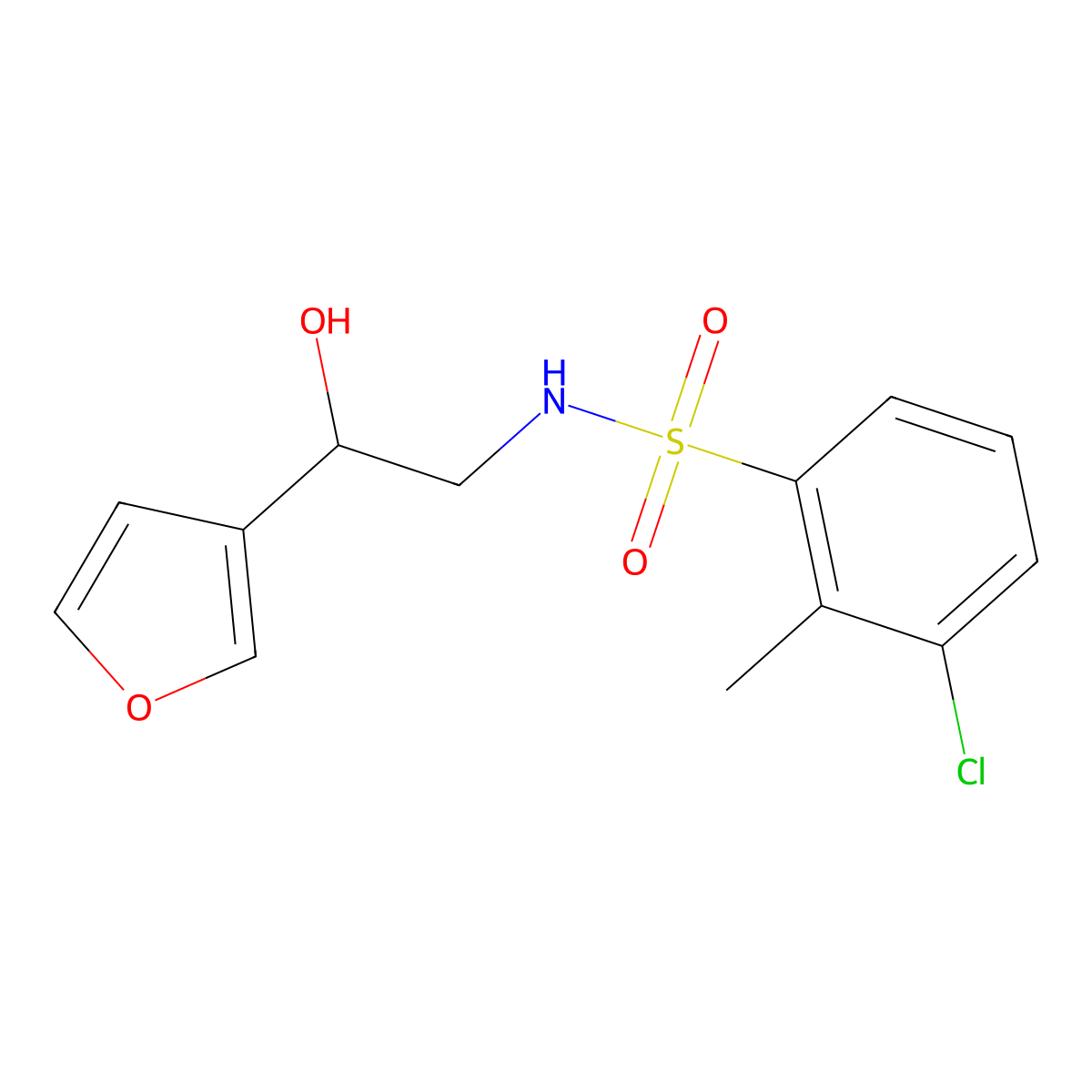 3-chloro-N-(2-(furan-3-yl)-2-hydroxyethyl)-2-methylbenzenesulfonamide molecular structure, CAS 1396759-68-4