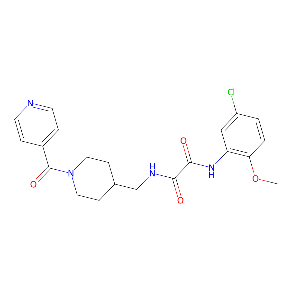N1-(5-chloro-2-methoxyphenyl)-N2-((1-isonicotinoylpiperidin-4-yl)methyl)oxalamide molecular structure, CAS 1396759-69-5