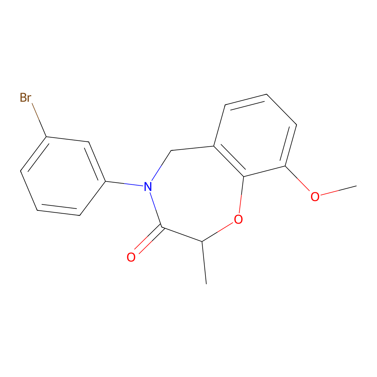 4-(3-bromophenyl)-9-methoxy-2-methyl-4,5-dihydro-1,4-benzoxazepin-3(2H)-one molecular structure, CAS 1396759-74-2