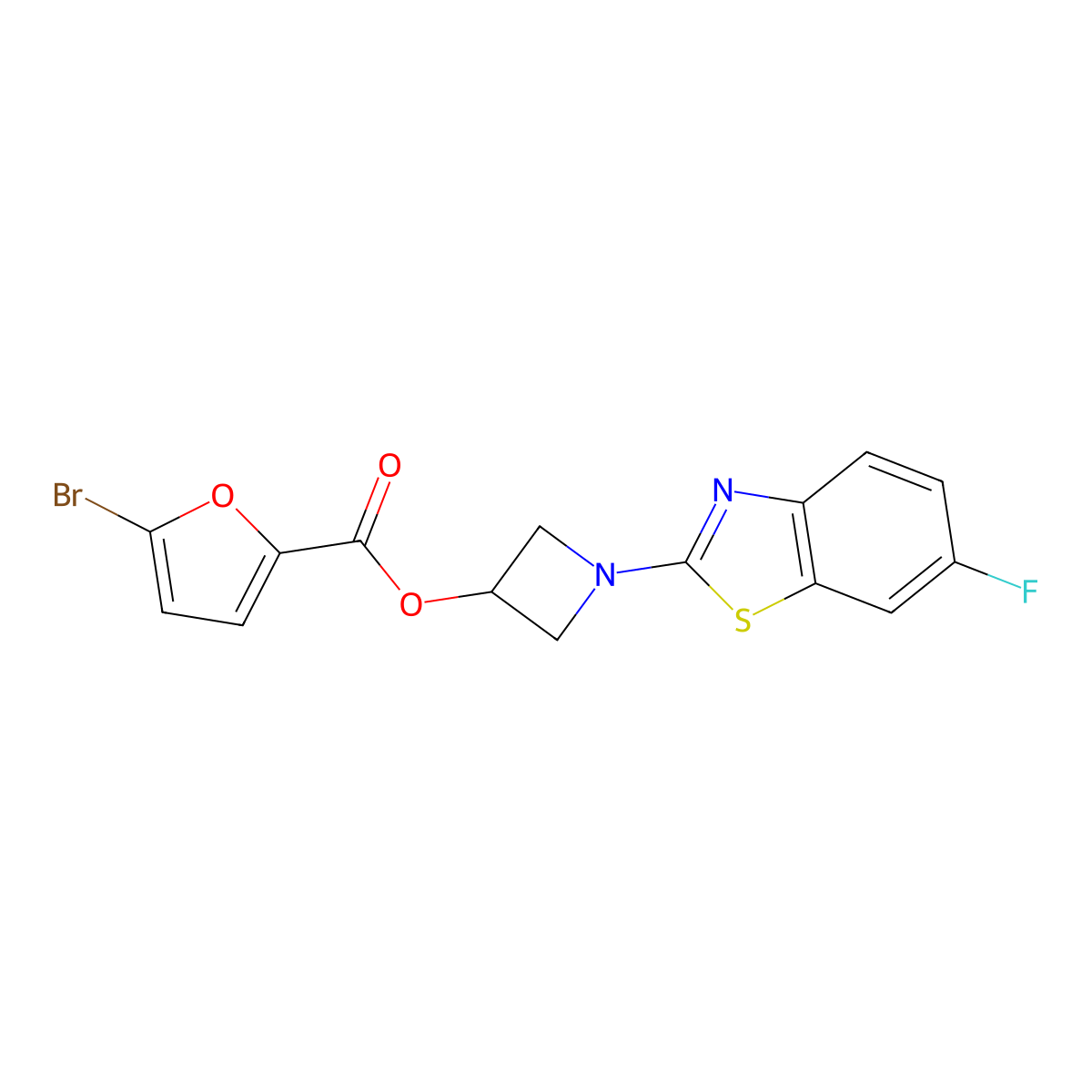1-(6-Fluorobenzo[d]thiazol-2-yl)azetidin-3-yl 5-bromofuran-2-carboxylate molecular structure, CAS 1396759-76-4