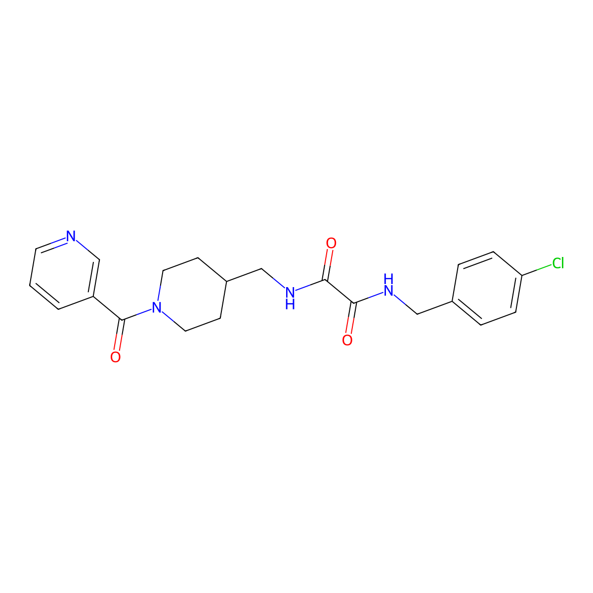 N1-(4-chlorobenzyl)-N2-((1-nicotinoylpiperidin-4-yl)methyl)oxalamide molecular structure, CAS 1396759-79-7