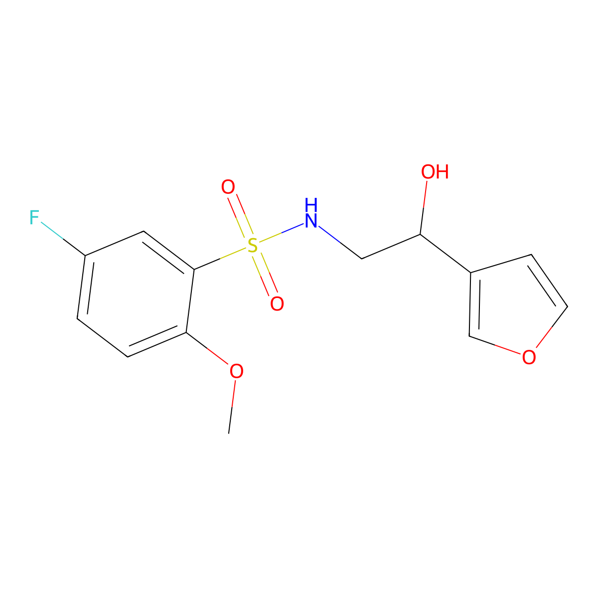 5-fluoro-N-(2-(furan-3-yl)-2-hydroxyethyl)-2-methoxybenzenesulfonamide molecular structure, CAS 1396759-82-2