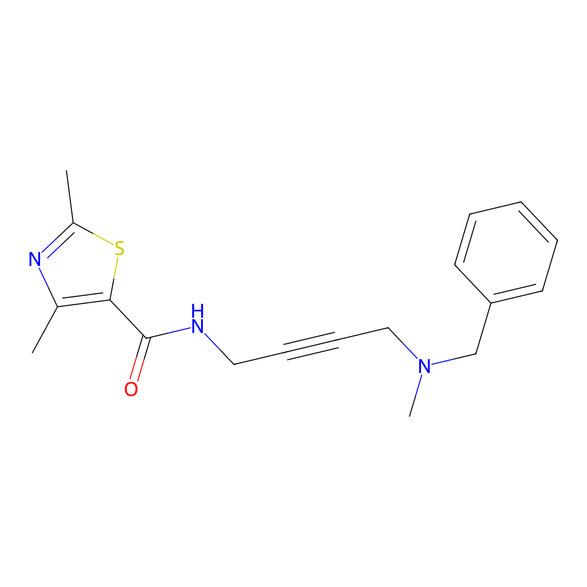 N-(4-(benzyl(methyl)amino)but-2-yn-1-yl)-2,4-dimethylthiazole-5-carboxamide molecular structure, CAS 1396759-83-3