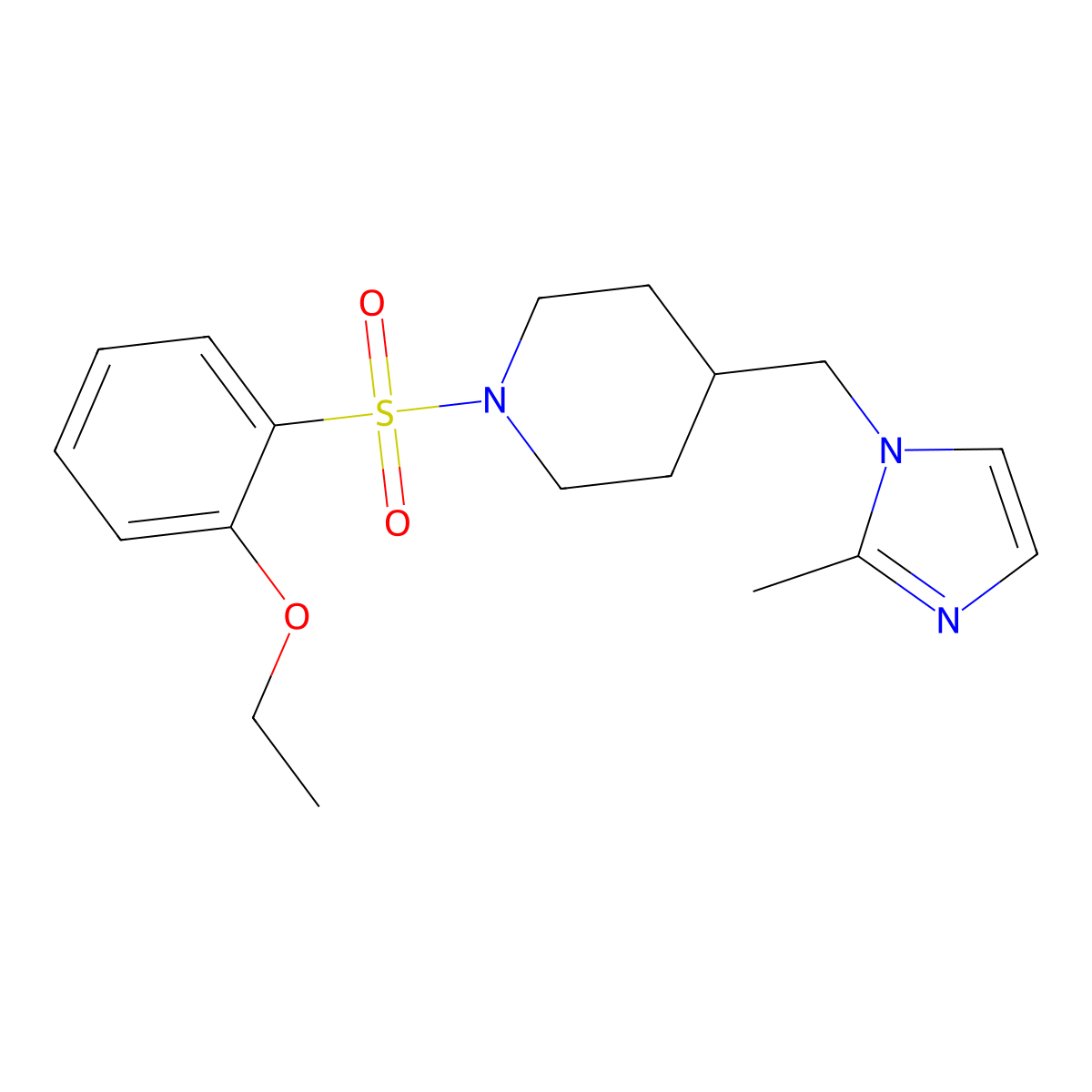 1-((2-ethoxyphenyl)sulfonyl)-4-((2-methyl-1H-imidazol-1-yl)methyl)piperidine molecular structure, CAS 1396759-86-6