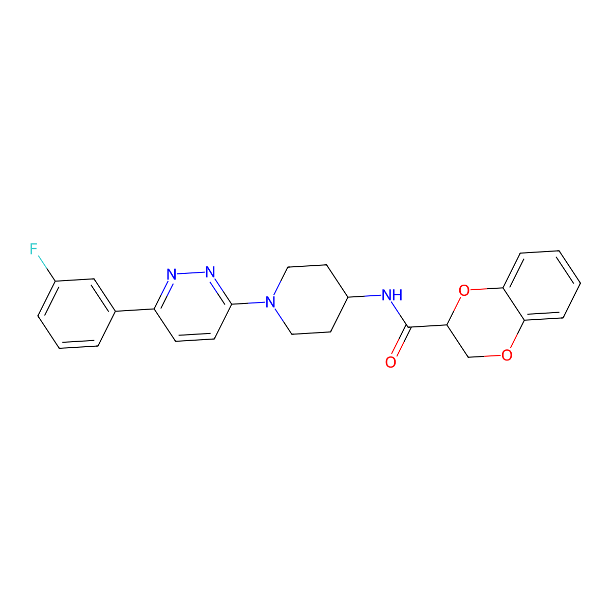 N-(1-(6-(3-fluorophenyl)pyridazin-3-yl)piperidin-4-yl)-2,3-dihydrobenzo[b][1,4]dioxine-2-carboxamide molecular structure, CAS 1396759-87-7
