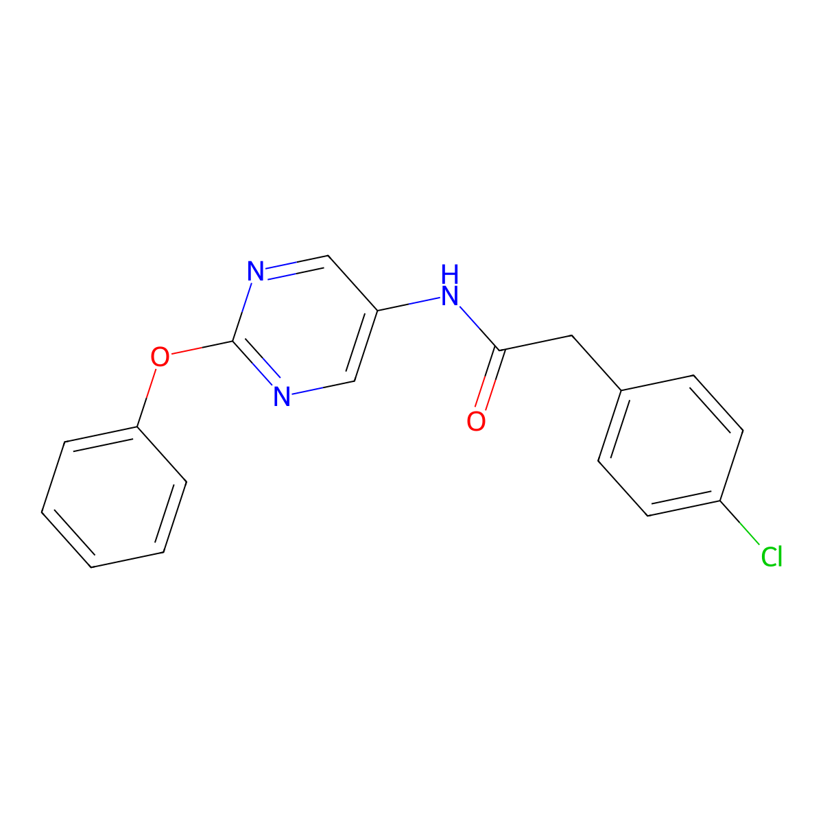 2-(4-chlorophenyl)-N-(2-phenoxypyrimidin-5-yl)acetamide molecular structure, CAS 1396759-96-8