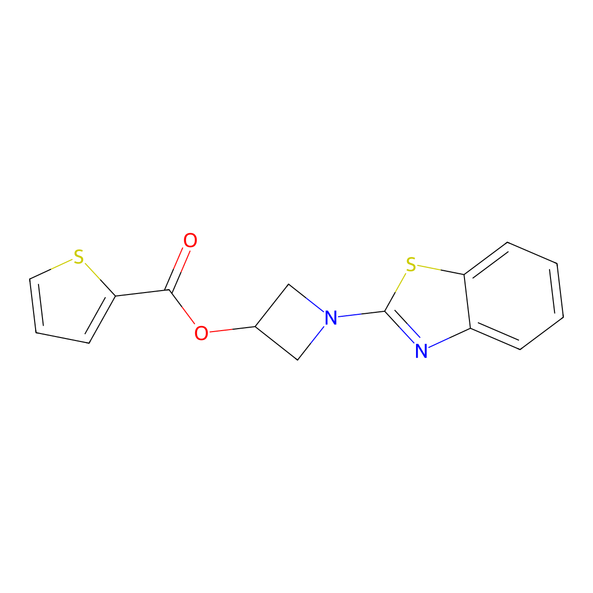1-(Benzo[d]thiazol-2-yl)azetidin-3-yl thiophene-2-carboxylate molecular structure, CAS 1396760-00-1