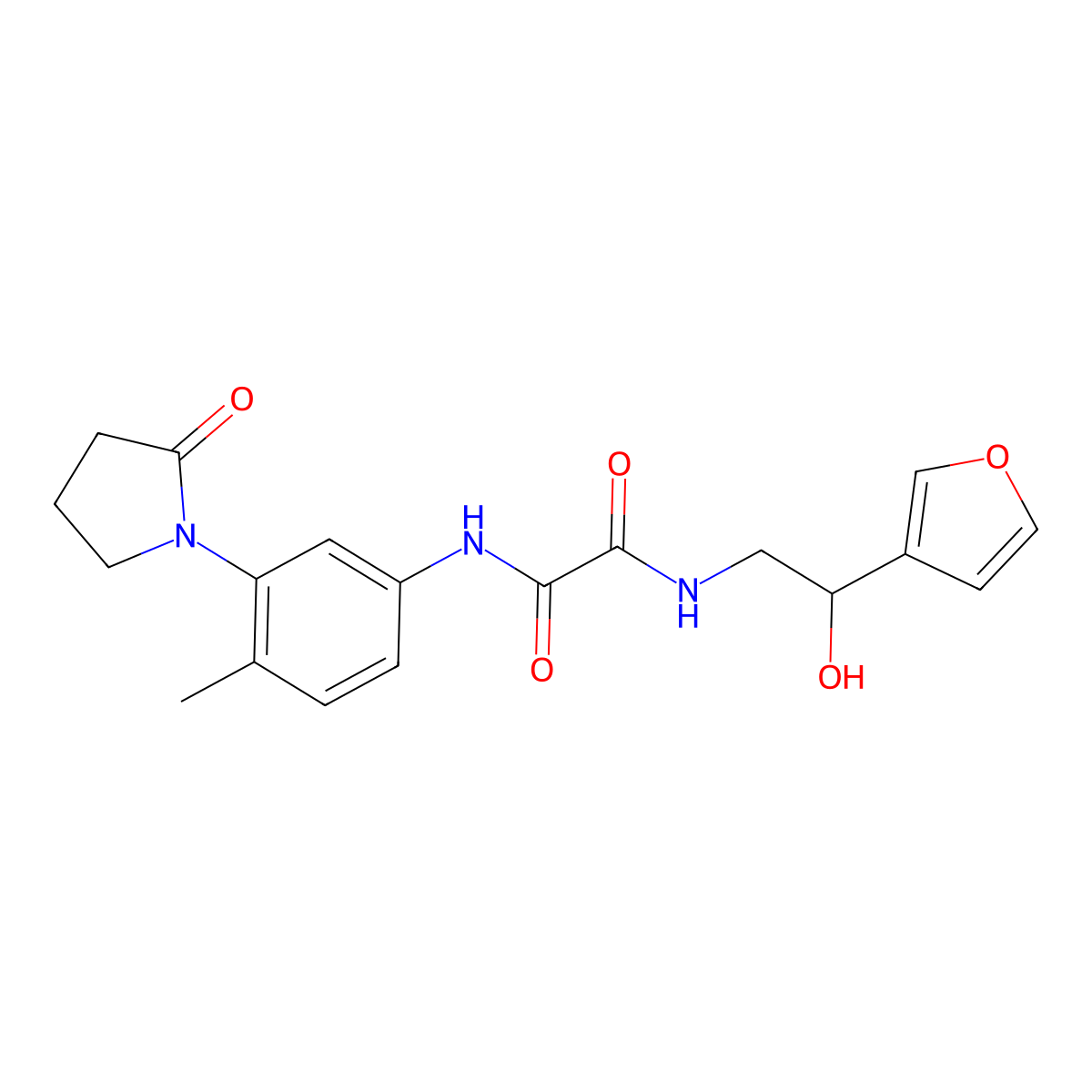 N1-(2-(furan-3-yl)-2-hydroxyethyl)-N2-(4-methyl-3-(2-oxopyrrolidin-1-yl)phenyl)oxalamide molecular structure, CAS 1396760-08-9