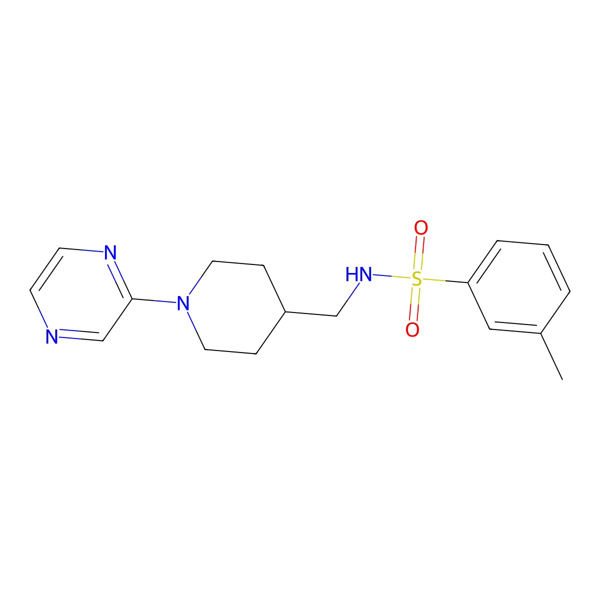 3-methyl-N-((1-(pyrazin-2-yl)piperidin-4-yl)methyl)benzenesulfonamide molecular structure, CAS 1396760-09-0