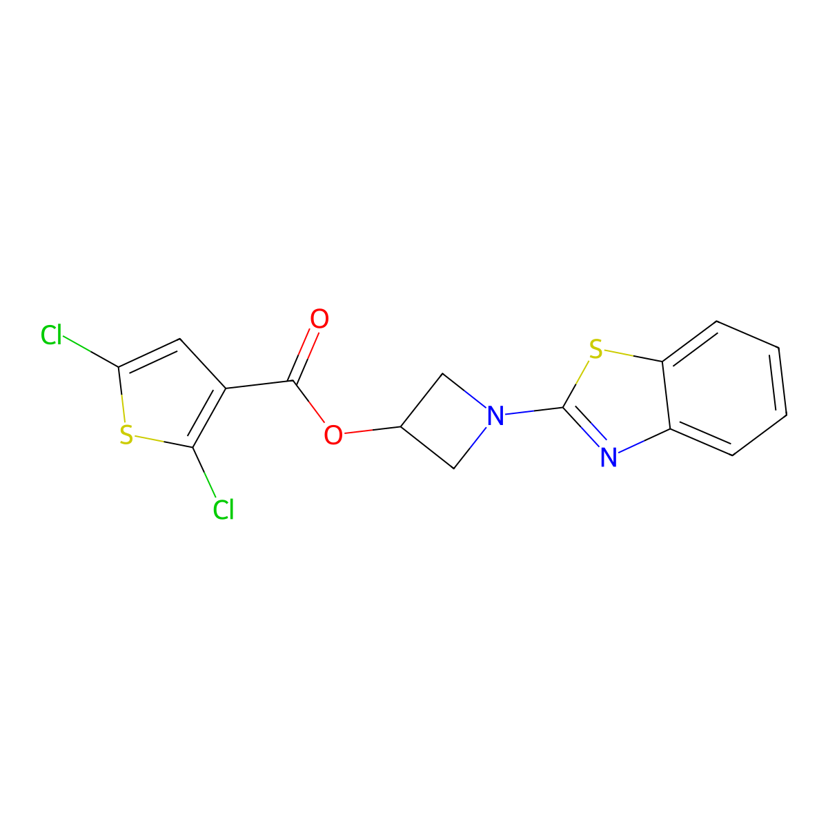1-(Benzo[d]thiazol-2-yl)azetidin-3-yl 2,5-dichlorothiophene-3-carboxylate molecular structure, CAS 1396760-10-3