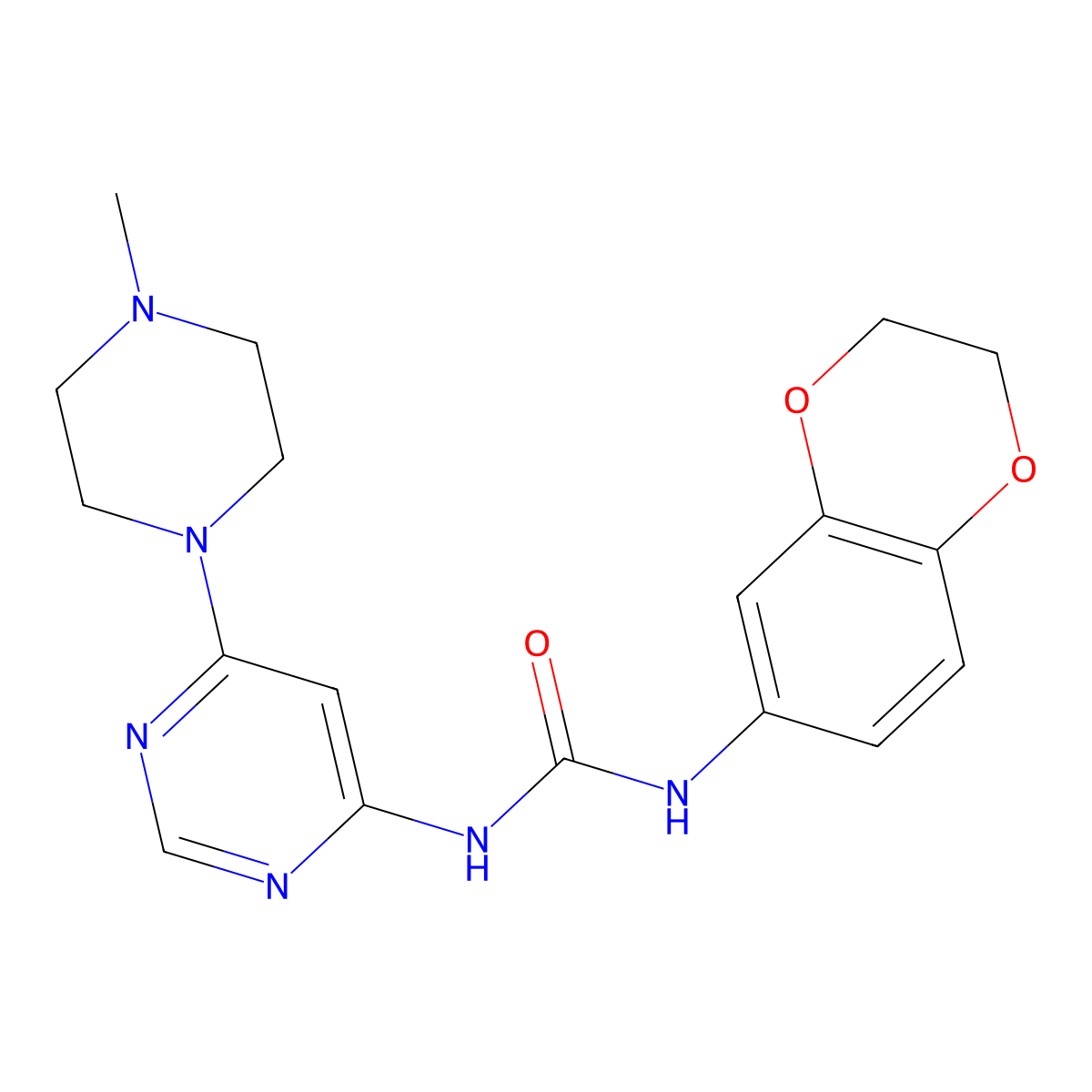 1-(2,3-Dihydrobenzo[b][1,4]dioxin-6-yl)-3-(6-(4-methylpiperazin-1-yl)pyrimidin-4-yl)urea molecular structure, CAS 1396760-12-5