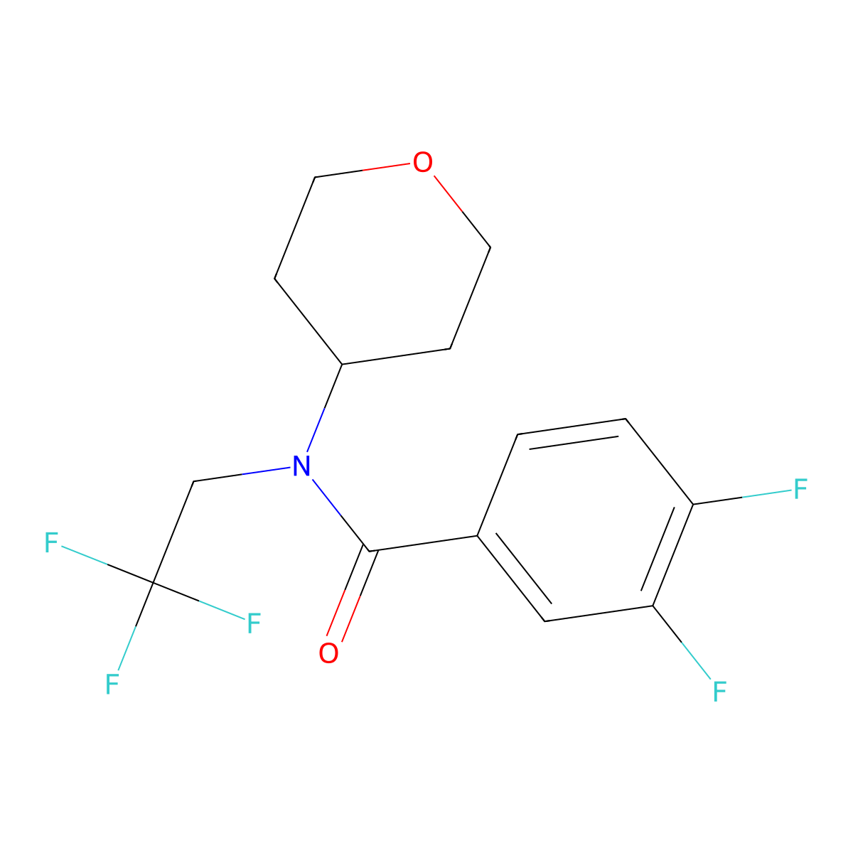 3,4-difluoro-N-(tetrahydro-2H-pyran-4-yl)-N-(2,2,2-trifluoroethyl)benzamide molecular structure, CAS 1396760-16-9