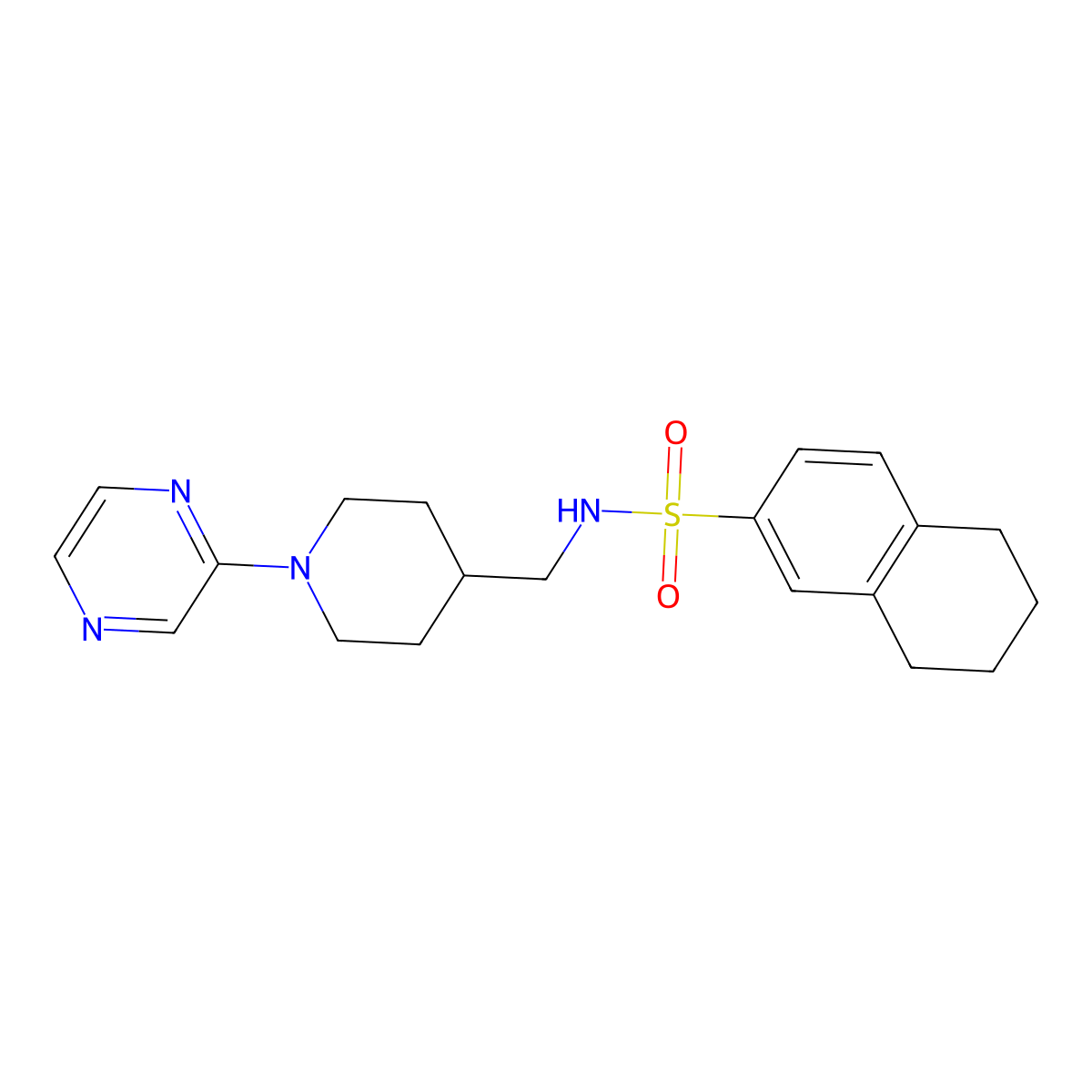 N-{[1-(pyrazin-2-yl)piperidin-4-yl]methyl}-5,6,7,8-tetrahydronaphthalene-2-sulfonamide molecular structure, CAS 1396760-19-2
