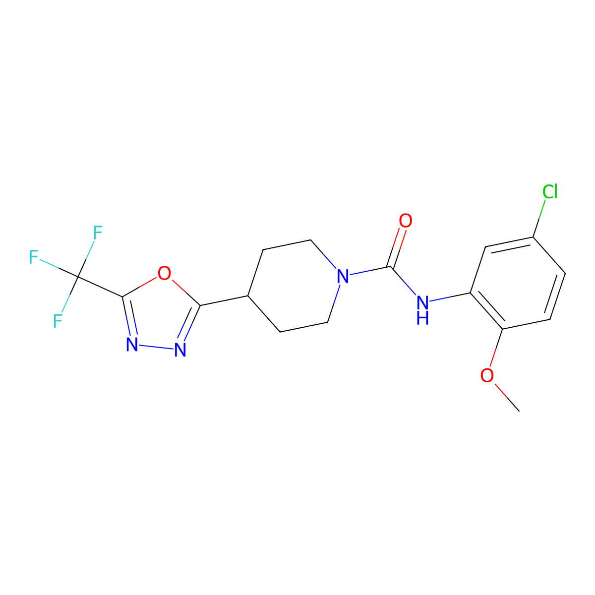 N-(5-chloro-2-methoxyphenyl)-4-[5-(trifluoromethyl)-1,3,4-oxadiazol-2-yl]piperidine-1-carboxamide molecular structure, CAS 1396760-20-5