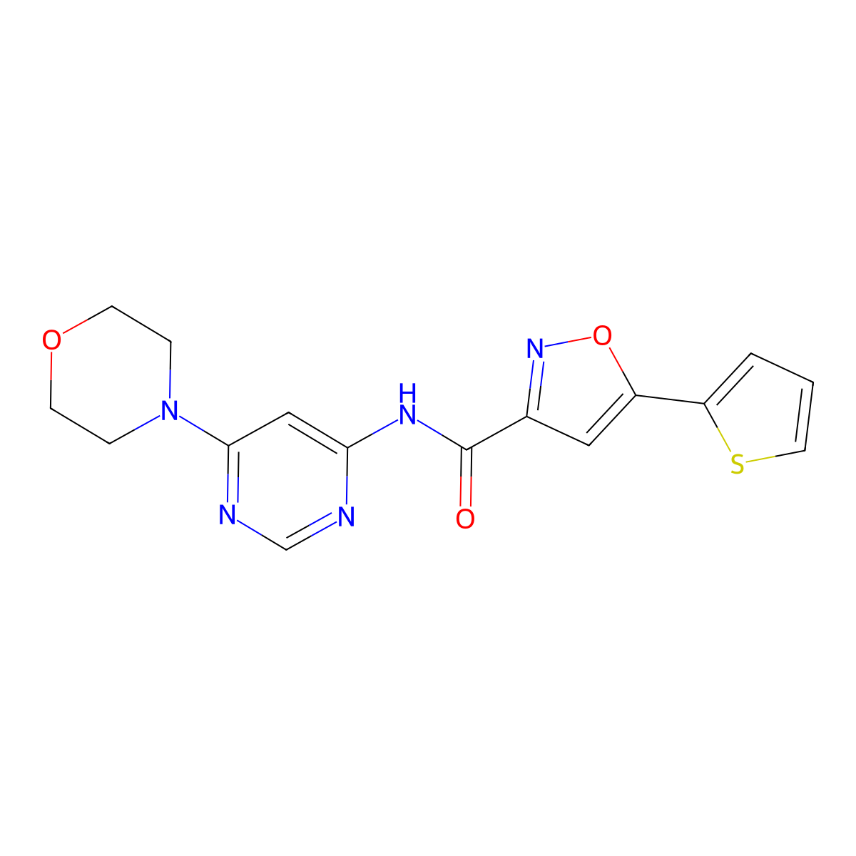 N-(6-morpholinopyrimidin-4-yl)-5-(thiophen-2-yl)isoxazole-3-carboxamide molecular structure, CAS 1396760-32-9