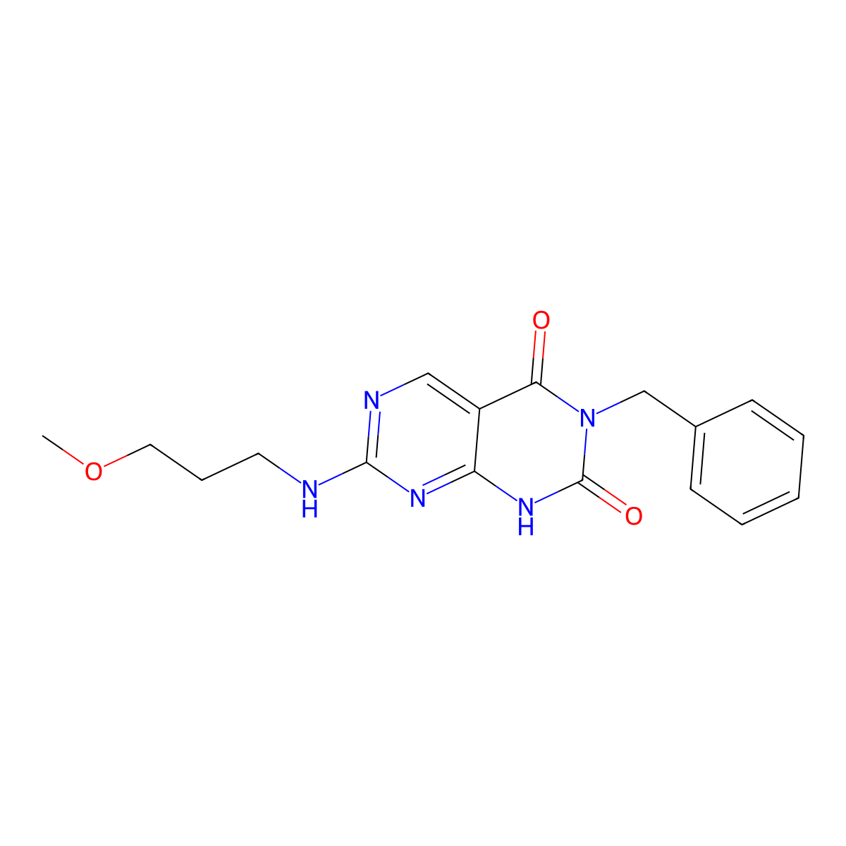 3-benzyl-7-[(3-methoxypropyl)amino]pyrimido[4,5-d]pyrimidine-2,4(1H,3H)-dione molecular structure, CAS 1396760-33-0