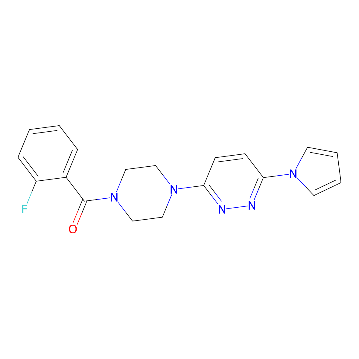(4-(6-(1H-pyrrol-1-yl)pyridazin-3-yl)piperazin-1-yl)(2-fluorophenyl)methanone molecular structure, CAS 1396760-34-1