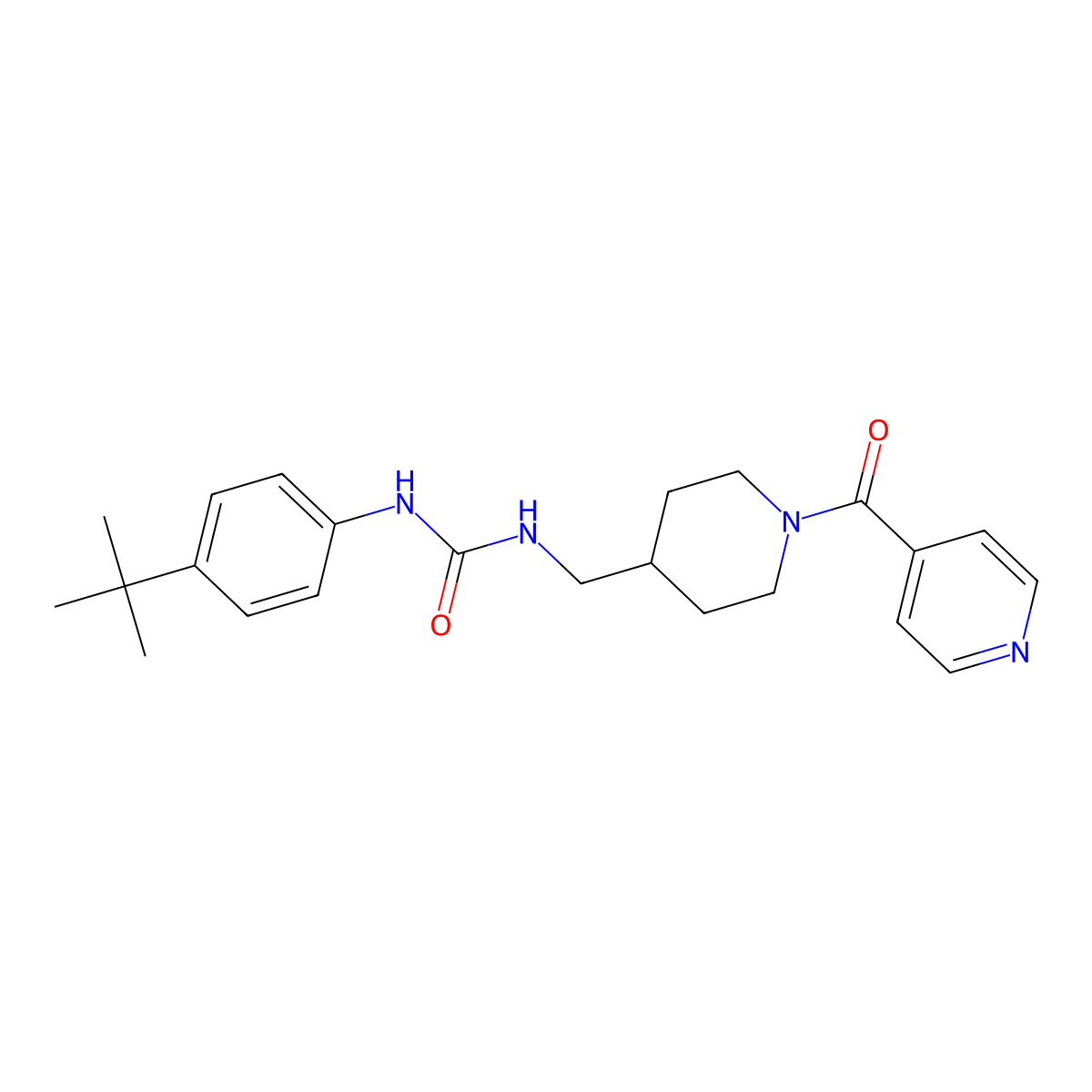 1-(4-Tert-butylphenyl)-3-{[1-(pyridine-4-carbonyl)piperidin-4-yl]methyl}urea molecular structure, CAS 1396760-37-4