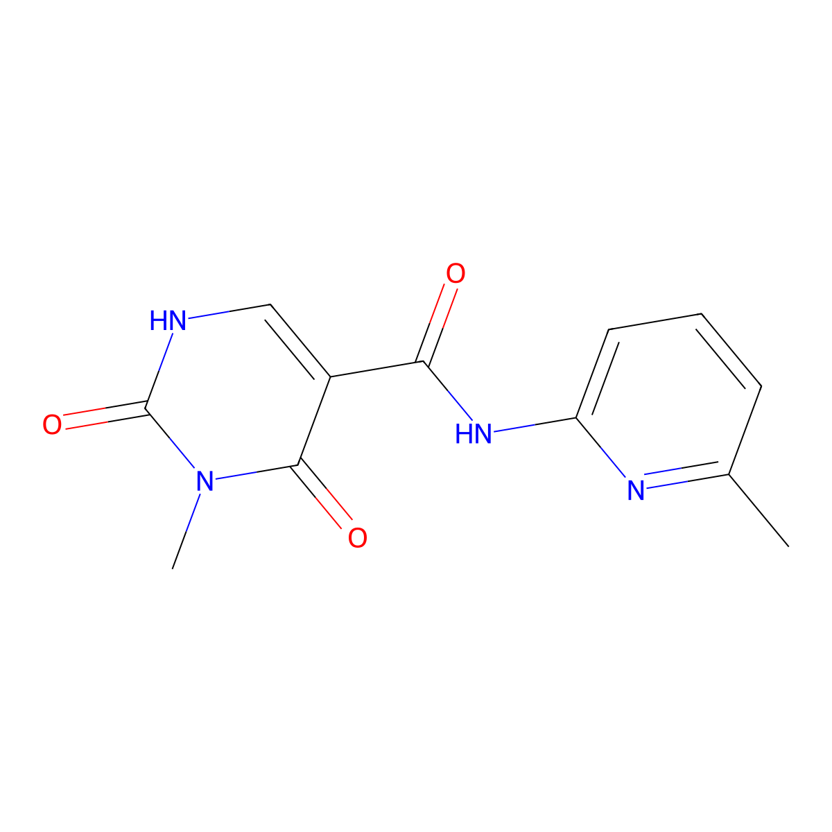 3-methyl-N-(6-methylpyridin-2-yl)-2,4-dioxo-1,2,3,4-tetrahydropyrimidine-5-carboxamide molecular structure, CAS 1396760-38-5