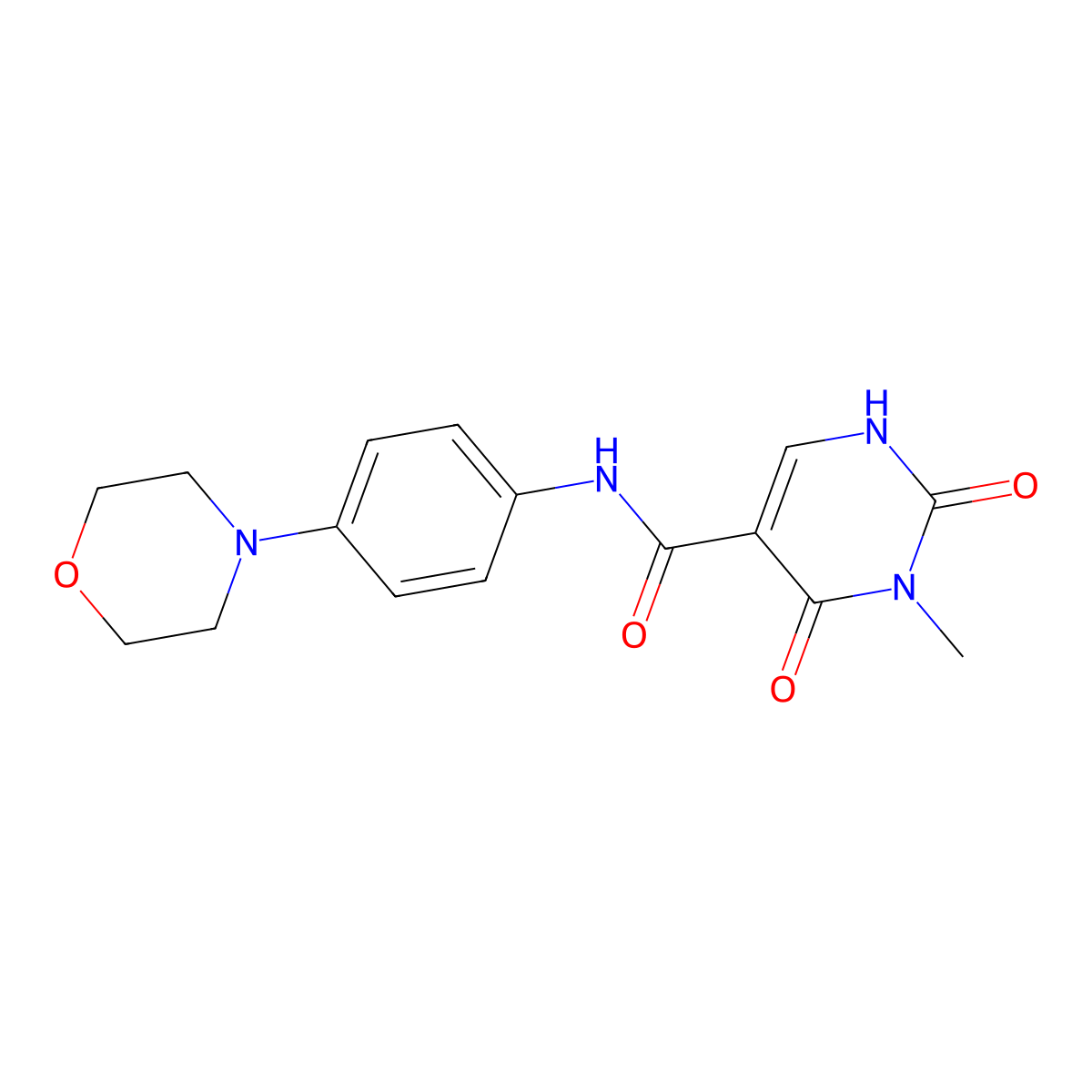 3-methyl-N-(4-morpholinophenyl)-2,4-dioxo-1,2,3,4-tetrahydropyrimidine-5-carboxamide molecular structure, CAS 1396760-45-4