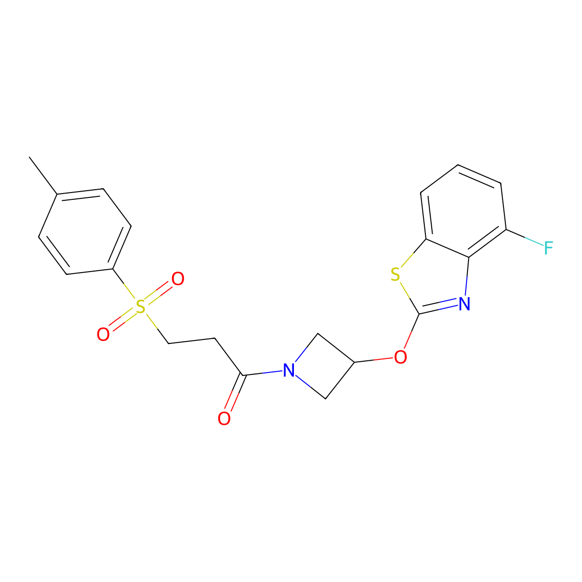 1-(3-((4-Fluorobenzo[d]thiazol-2-yl)oxy)azetidin-1-yl)-3-tosylpropan-1-one molecular structure, CAS 1396760-46-5