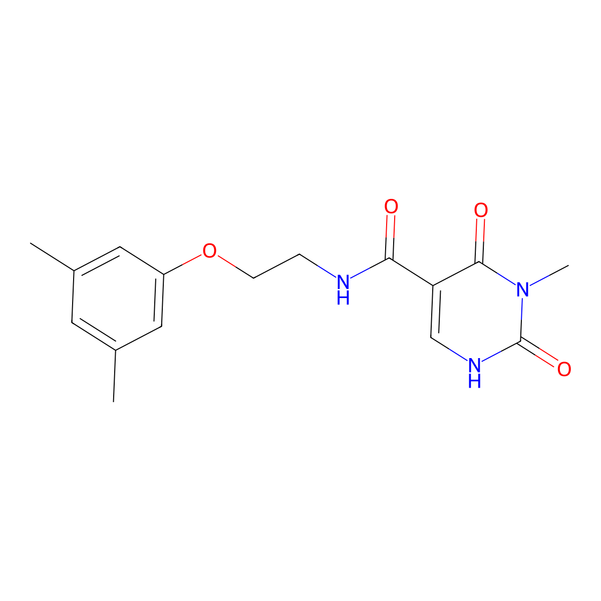 N-(2-(3,5-dimethylphenoxy)ethyl)-3-methyl-2,4-dioxo-1,2,3,4-tetrahydropyrimidine-5-carboxamide molecular structure, CAS 1396760-54-5