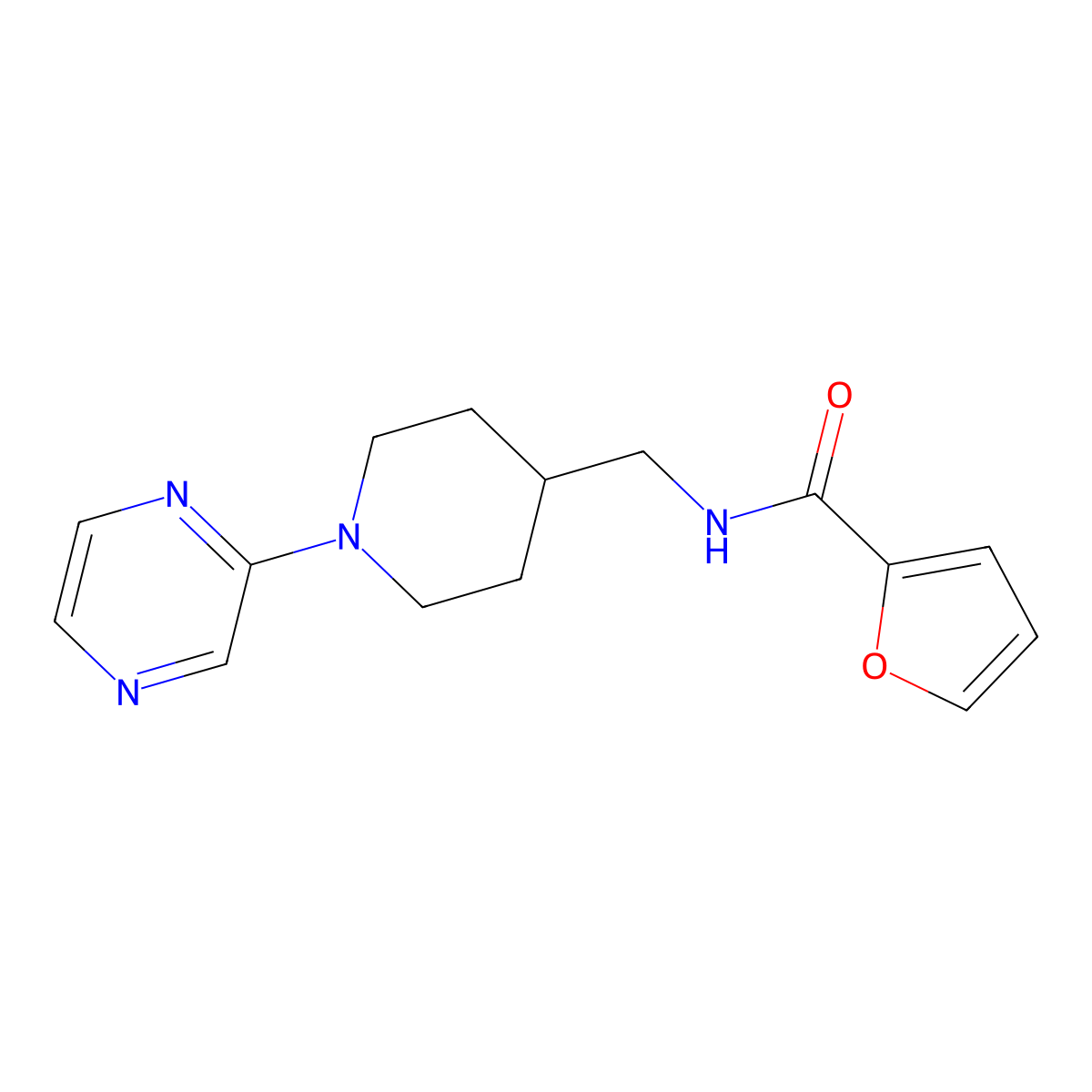 N-{[1-(pyrazin-2-yl)piperidin-4-yl]methyl}furan-2-carboxamide molecular structure, CAS 1396760-57-8
