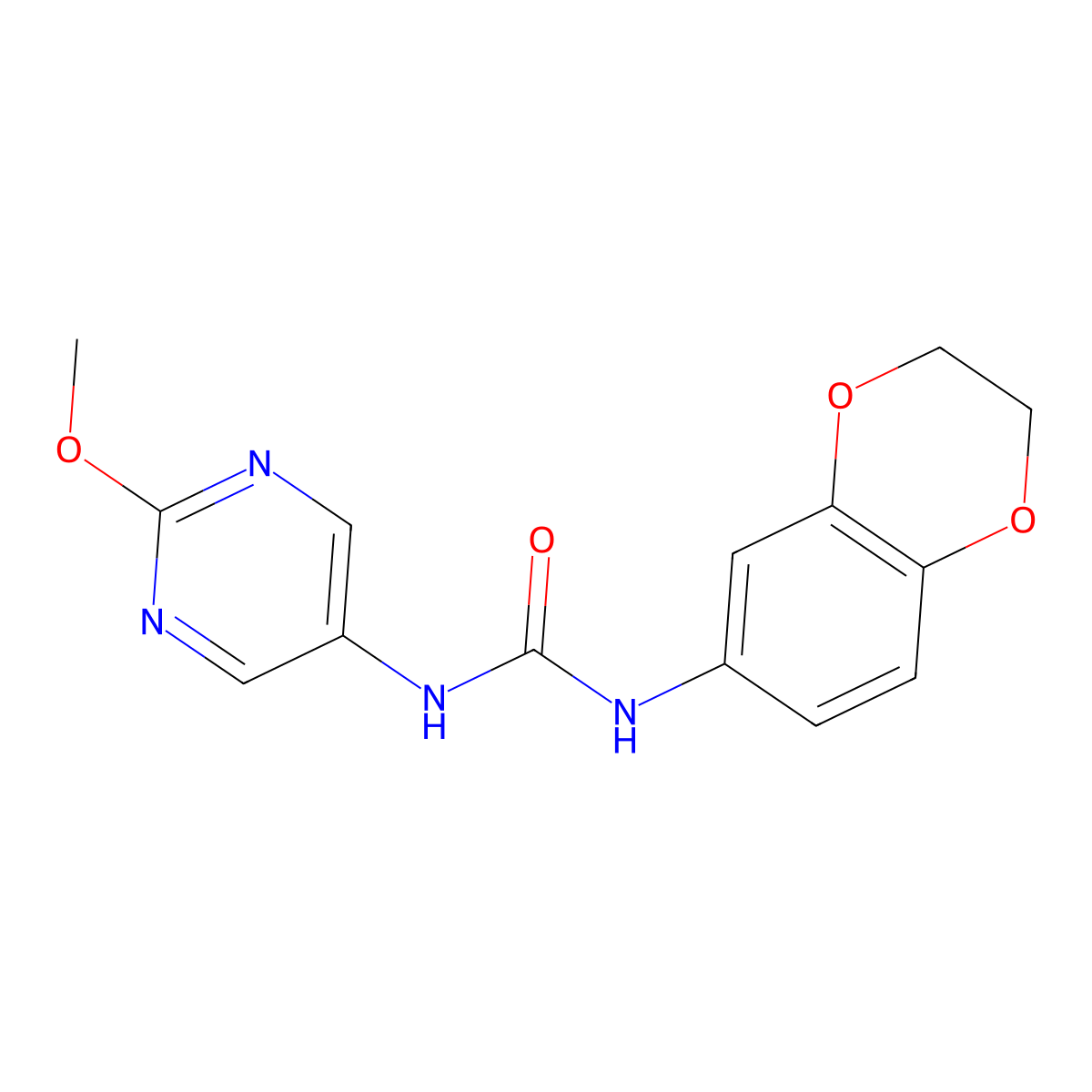 1-(2,3-Dihydrobenzo[b][1,4]dioxin-6-yl)-3-(2-methoxypyrimidin-5-yl)urea molecular structure, CAS 1396760-60-3